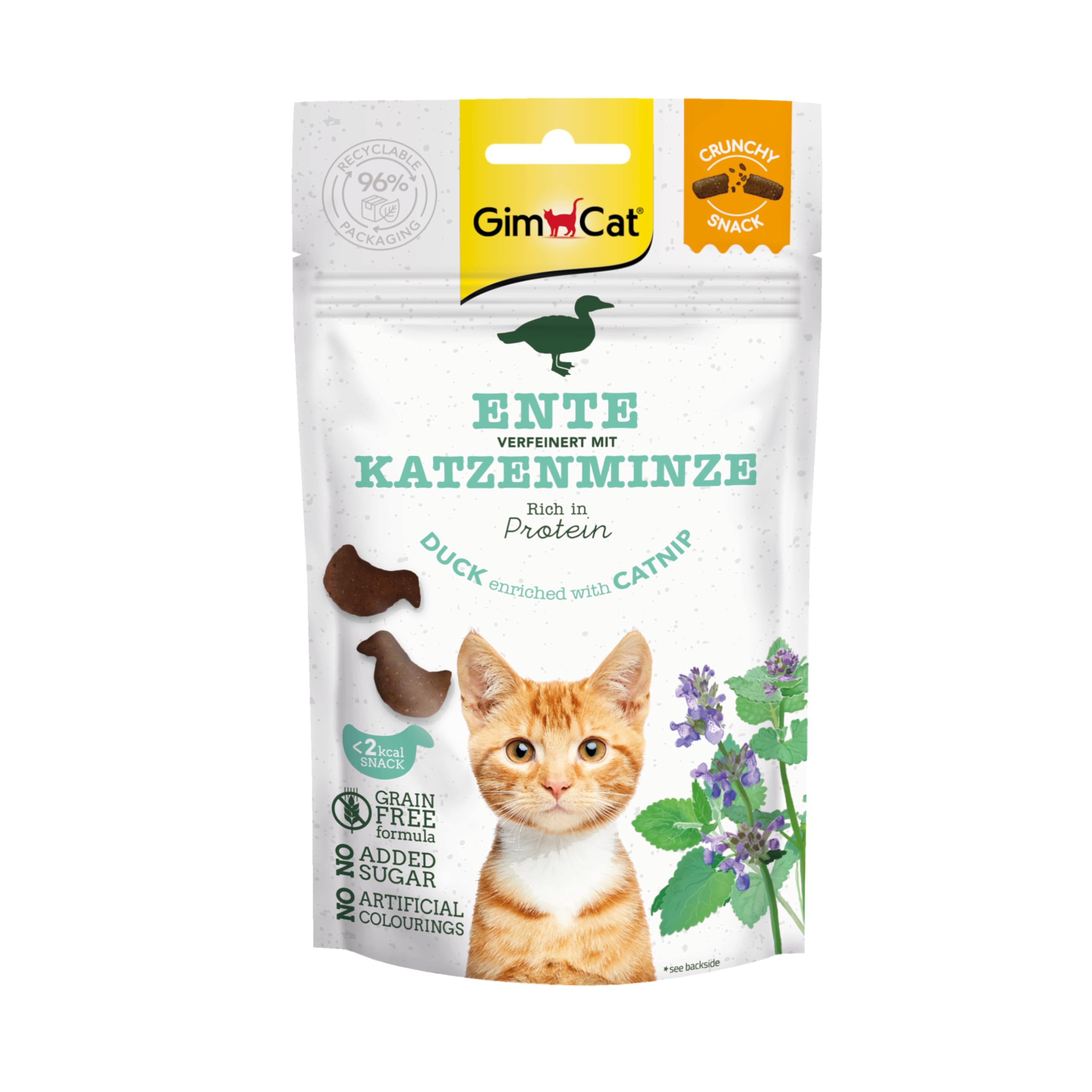 gimcat-crunchy-snacks-canard-herbe-chat-50-g image 1