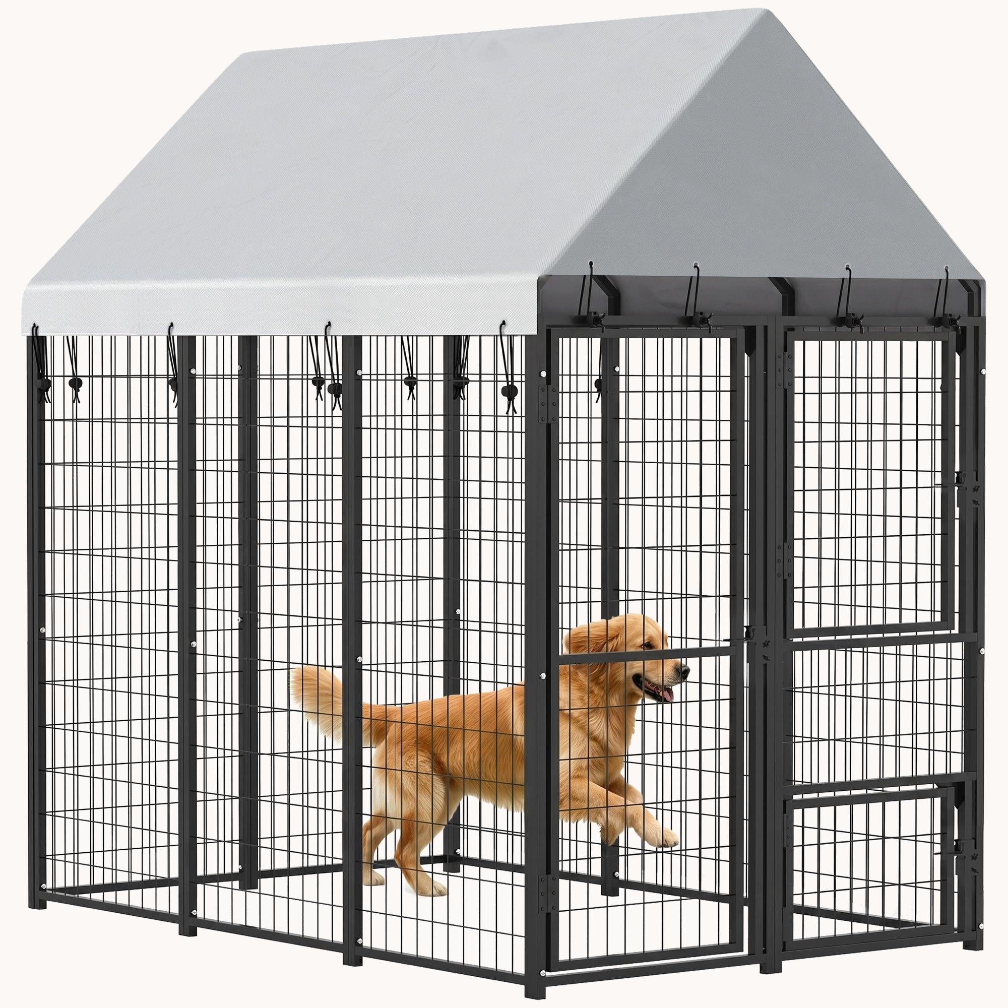 pawhut-chenil-ext-rieur-extensible-6-x-4-x-6-avec-toit-et-3-portes-verrouillable image 1