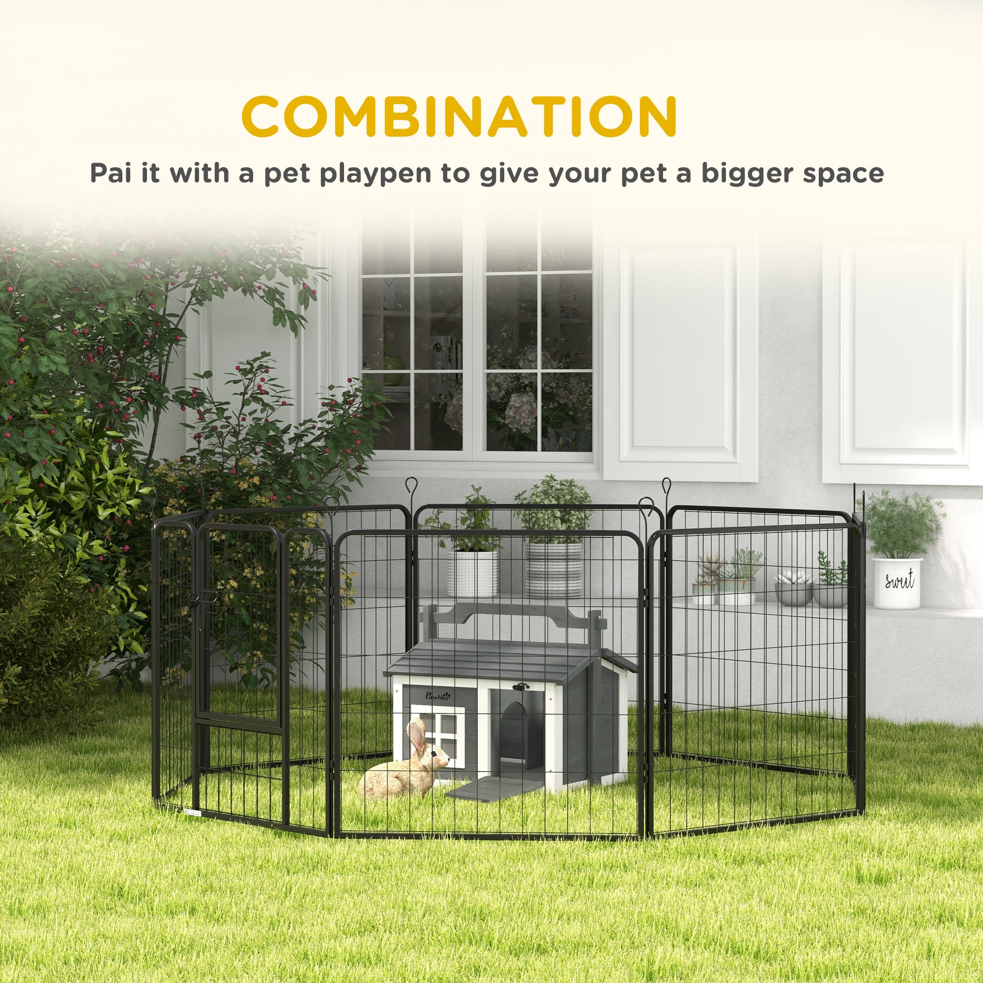 pawhut-clapier-portable-2-pi-ces-lapin-cochon-d-inde-int-rieur-ext-rieur-gris image 7