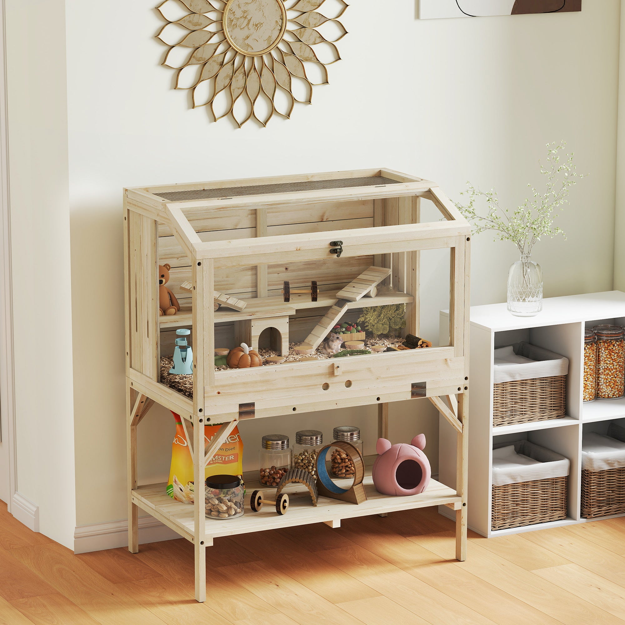 pawhut-cage-hamster-2-tages-spacieuse-avec-accessoires-et-rangement image 4