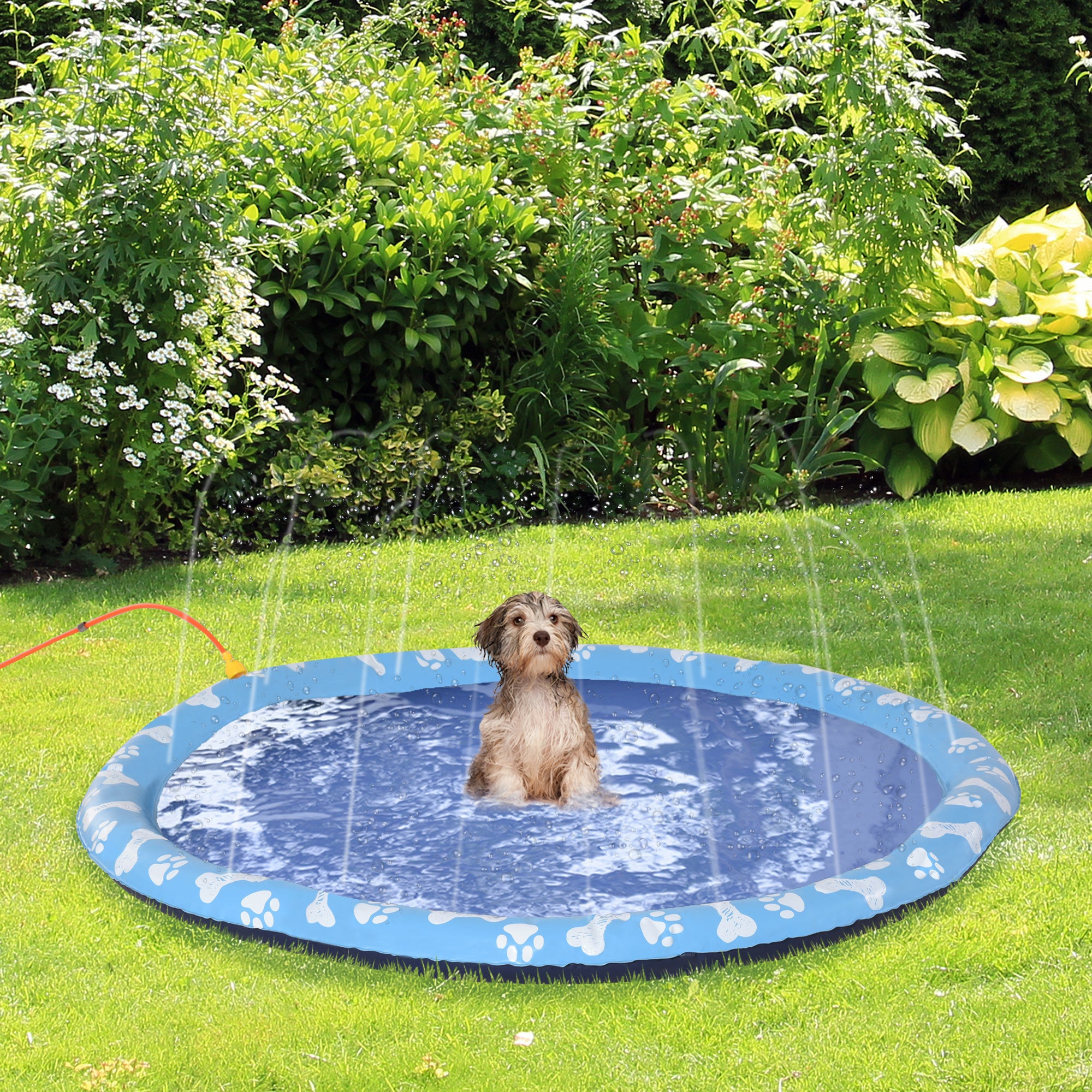pawhut-tapis-splash-pad-chien-170-cm-antid-rapant-avec-jets-bleu image 3