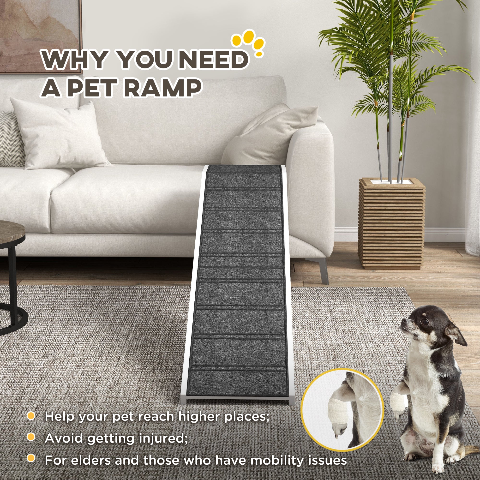pawhut-rampe-pour-chien-bois-cerisier-pliable-antid-rapante-avec-plateforme image 7