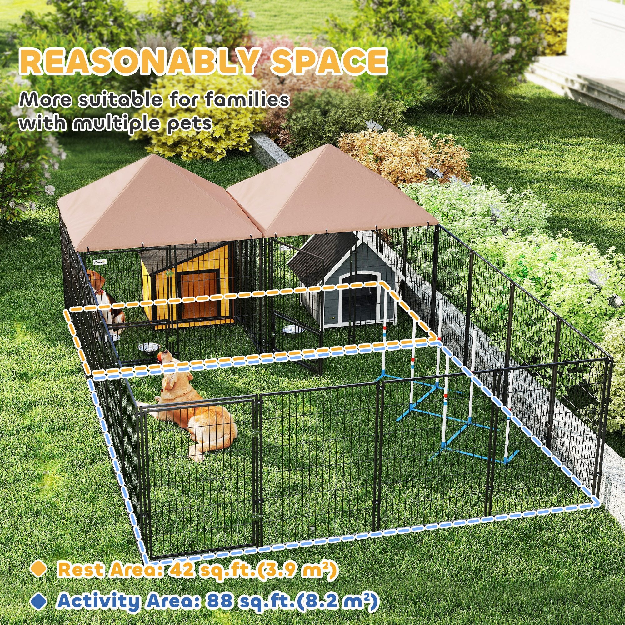 pawhut-chenil-ext-rieur-pour-chien-2-pi-ces-avec-gamelles-et-toit-imperm-able-ca image 6