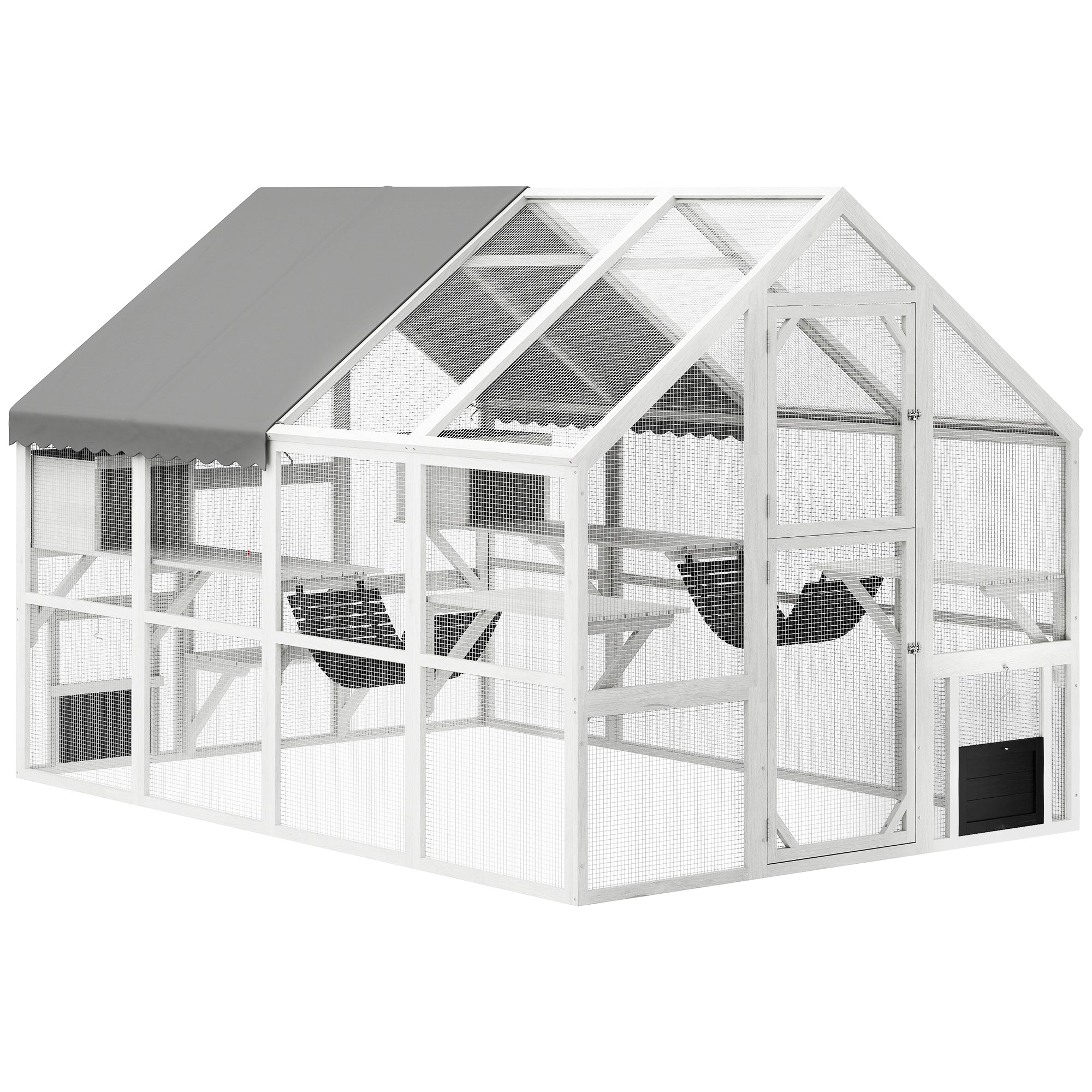 pawhut-catio-enclos-ext-rieur-blanc-xxl-avec-plateformes-ponts-et-toit-imperm-ab image 1