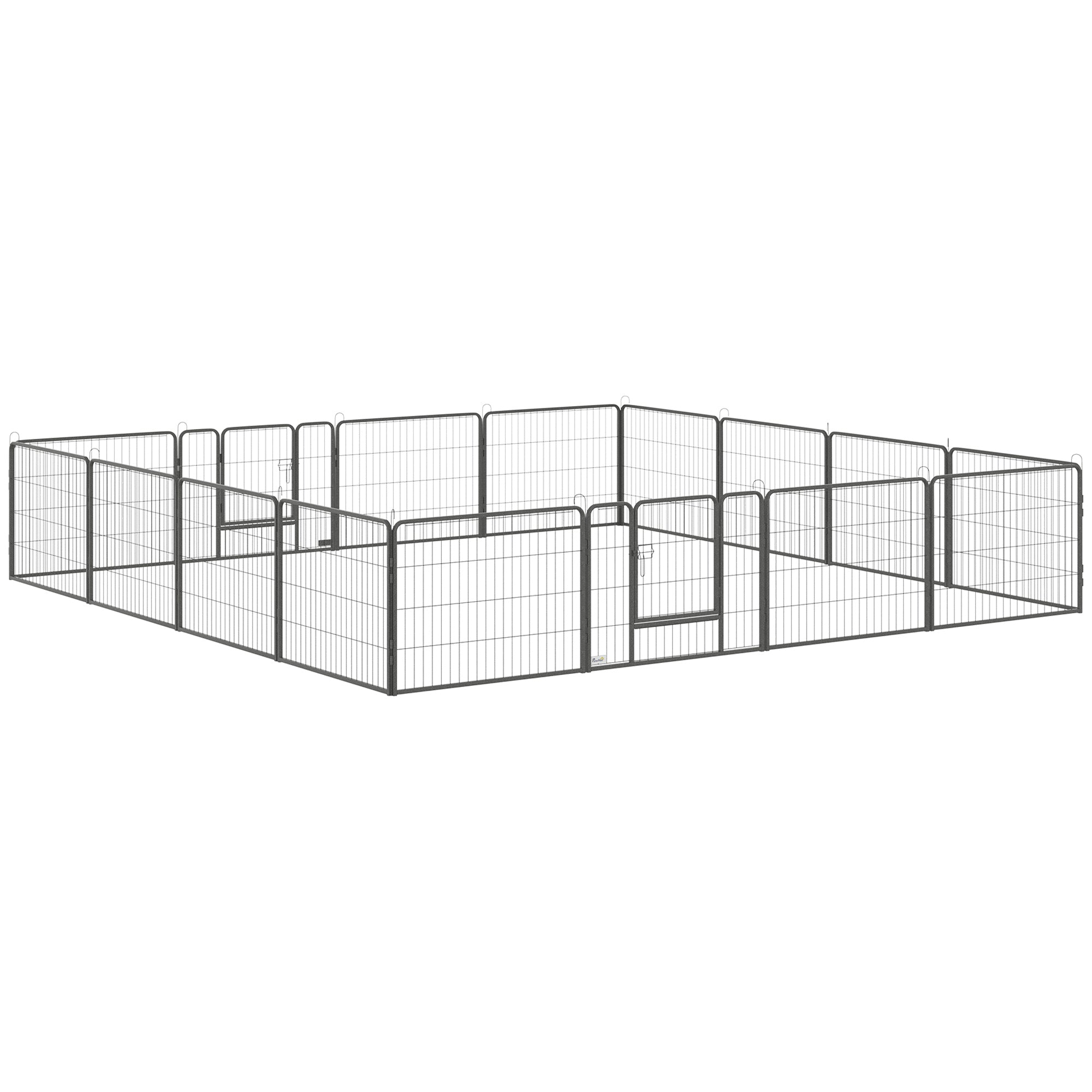 pawhut-parc-pour-chien-16-panneaux-m-tal-60-cm-haut-enclos-int-rieur-ext-rieur image 1