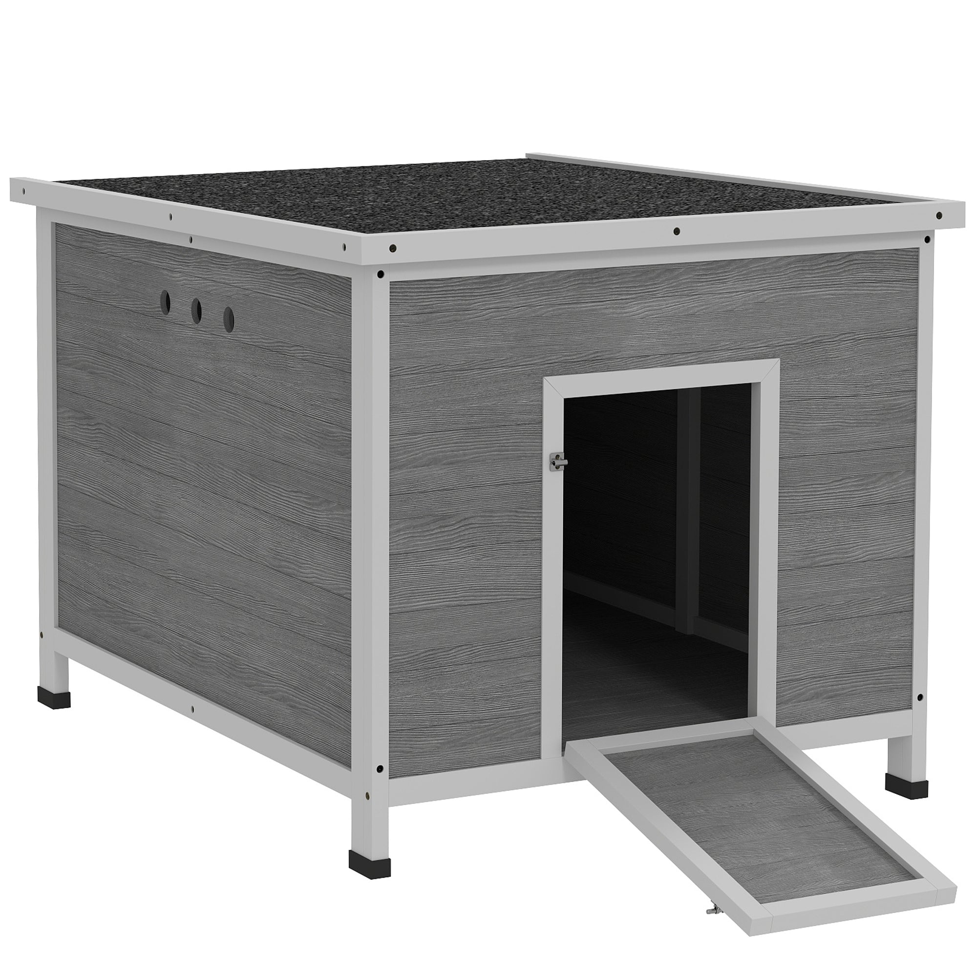 pawhut-cabane-canards-avec-toit-ouvrant-et-plancher-amovible-gris-clair image 2