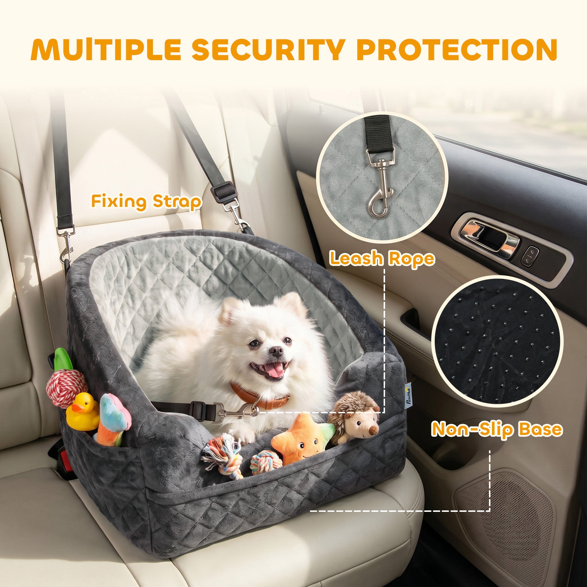 pawhut-si-ge-auto-rehausseur-portable-pour-petit-chien-moins-de-10-kg-coussin-pa image 6