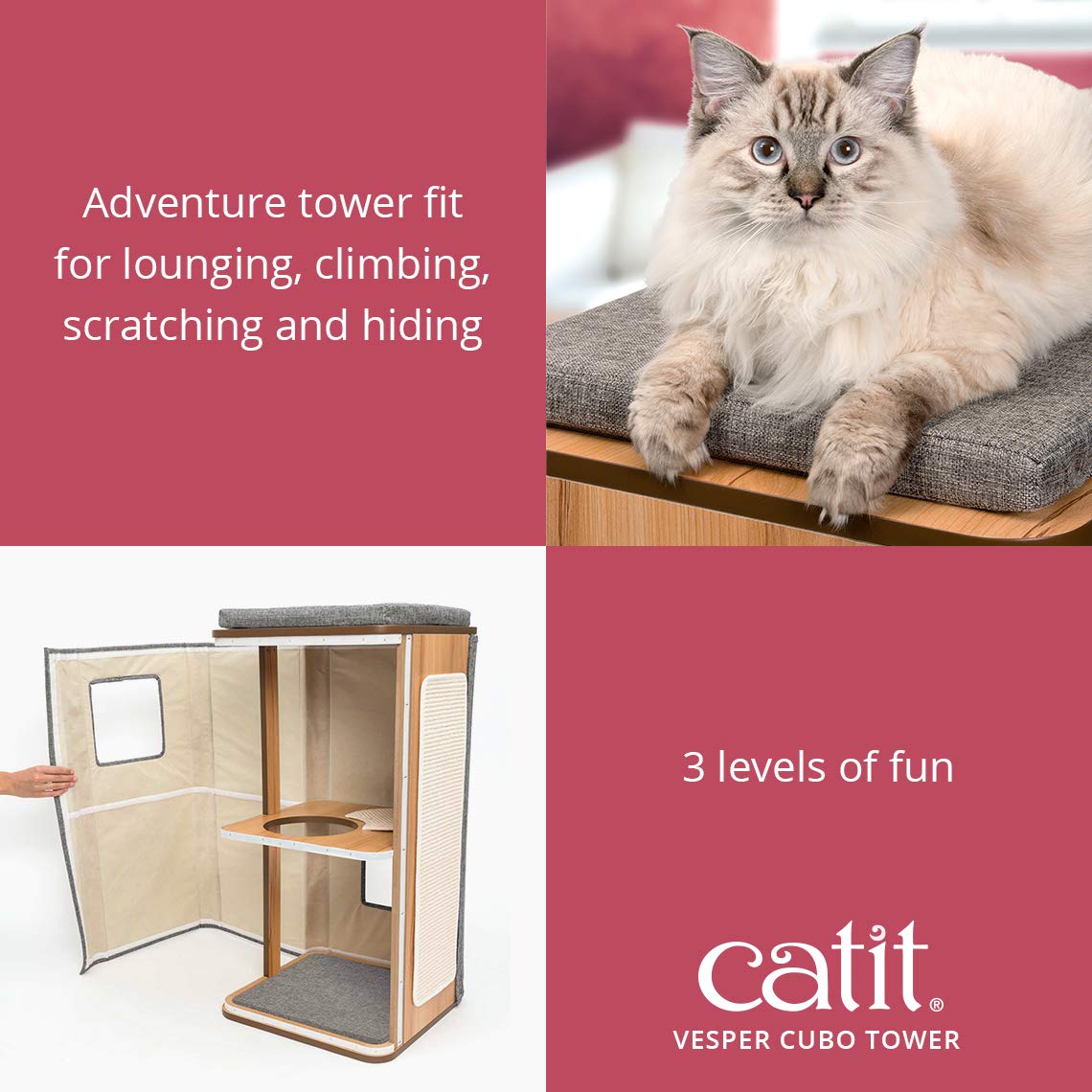 catit-vesper-cubo-tower-arbre-chat-3-niveaux-en-pierre image 2