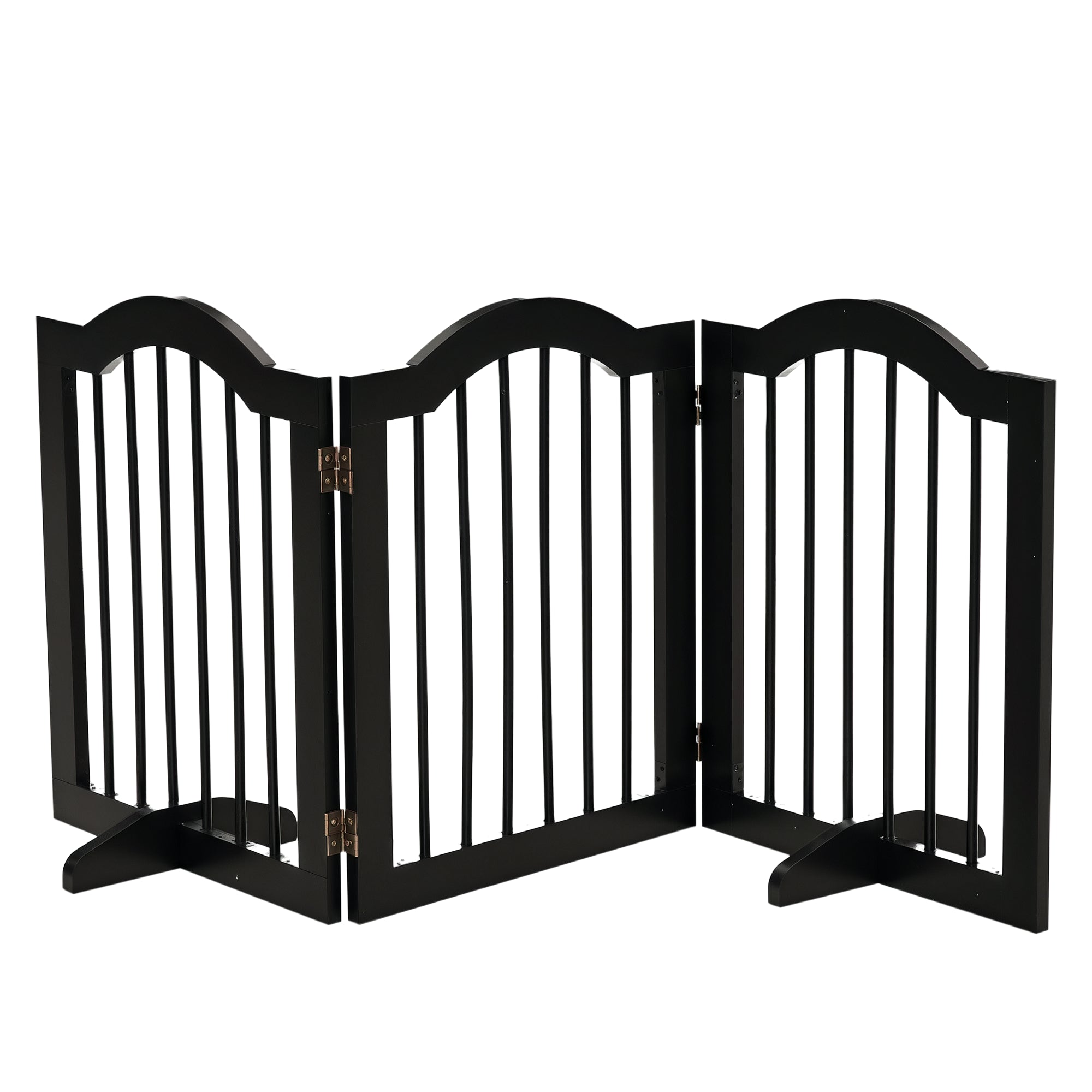 pawhut-barri-re-chien-3-panneaux-pliable-autoportante-bois-noir image 1