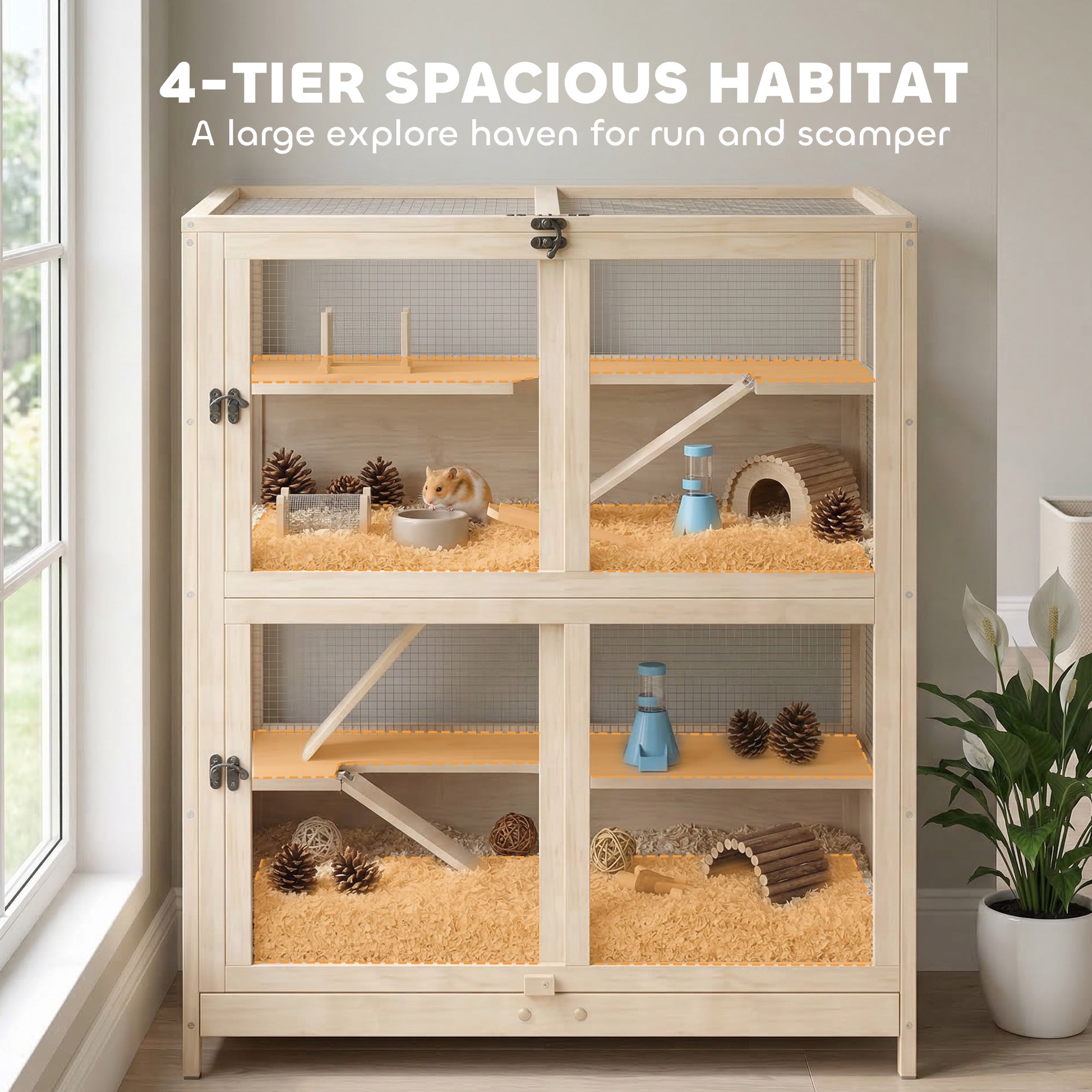 pawhut-cage-hamster-bois-4-niveaux-avec-toit-grillag-et-tiroir-84-x-53-x-91-cm image 6