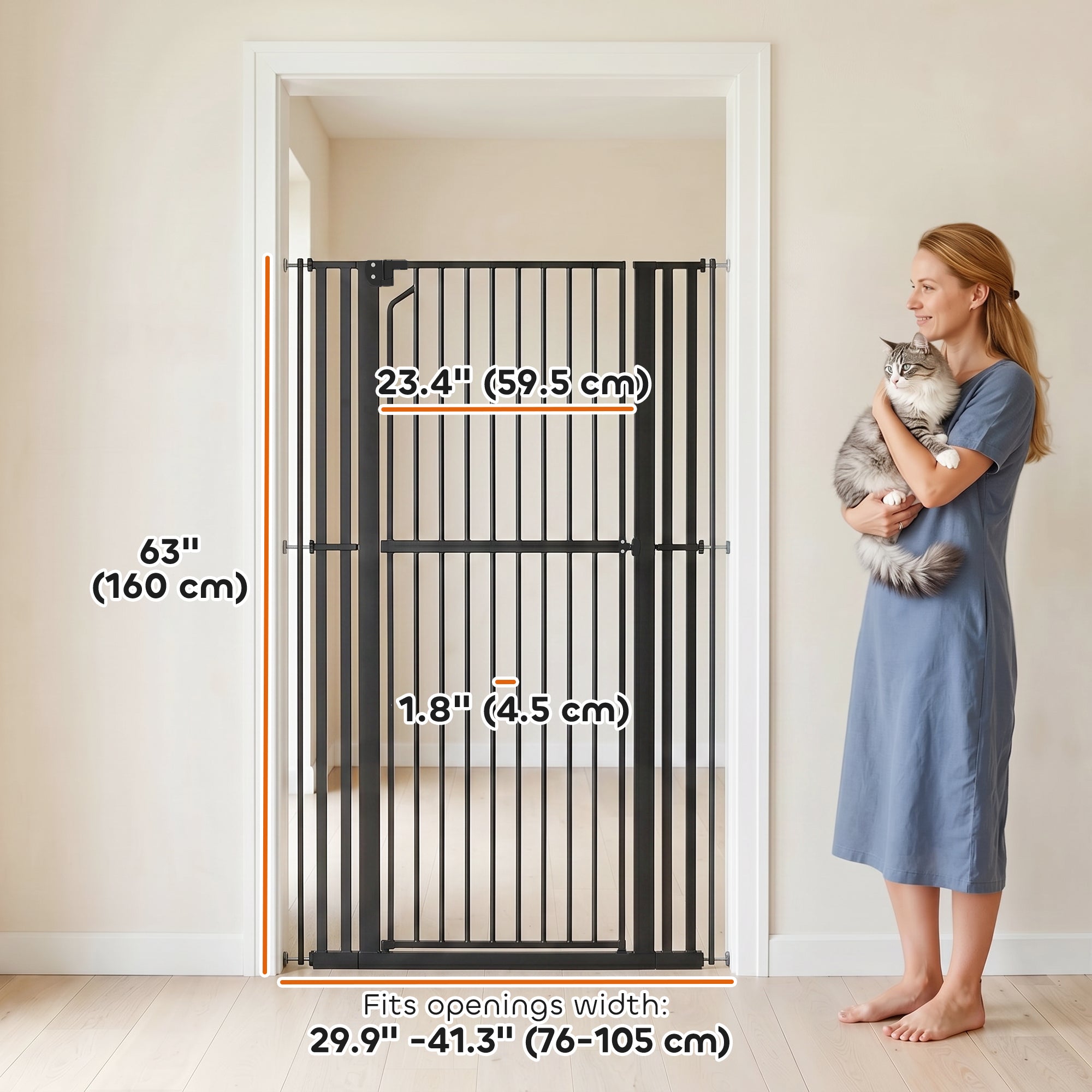 pawhut-barri-re-extra-haute-160-cm-pour-chats-et-chiens-largeur-76-104-cm-avec-f image 5