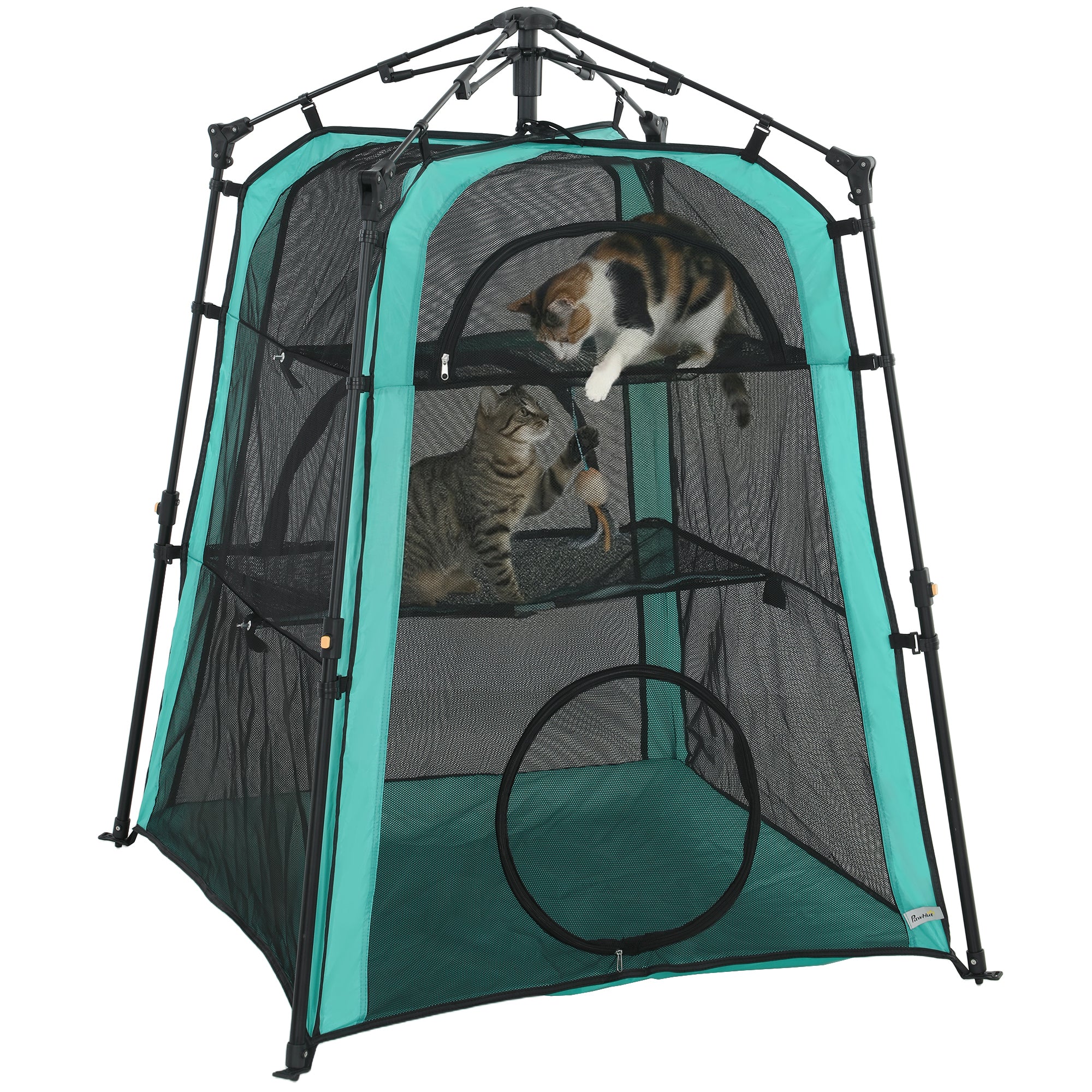 pawhut-tente-pour-chat-3-niveaux-extra-large-int-rieur-ext-rieur-avec-maille-res image 1
