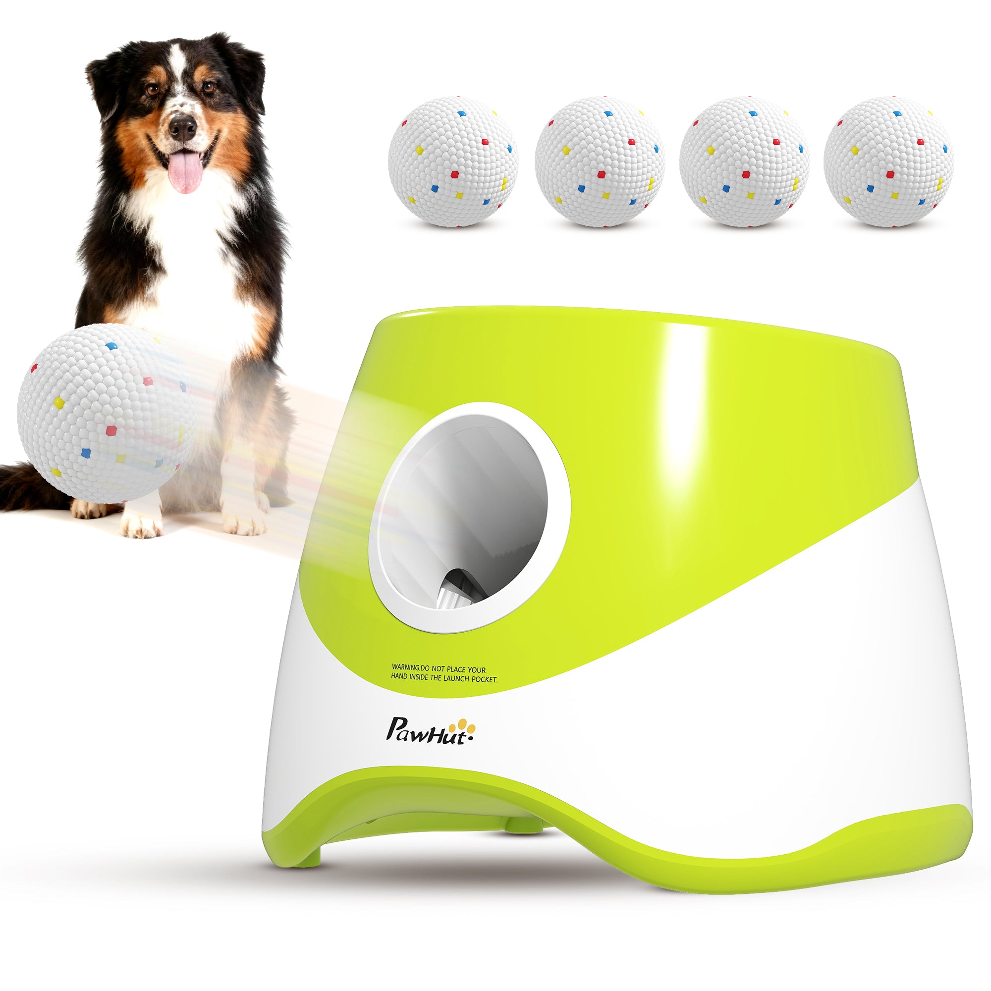 pawhut-lanceur-de-balles-automatique-chien-3-distances-5-balles-etpu-vert image 1