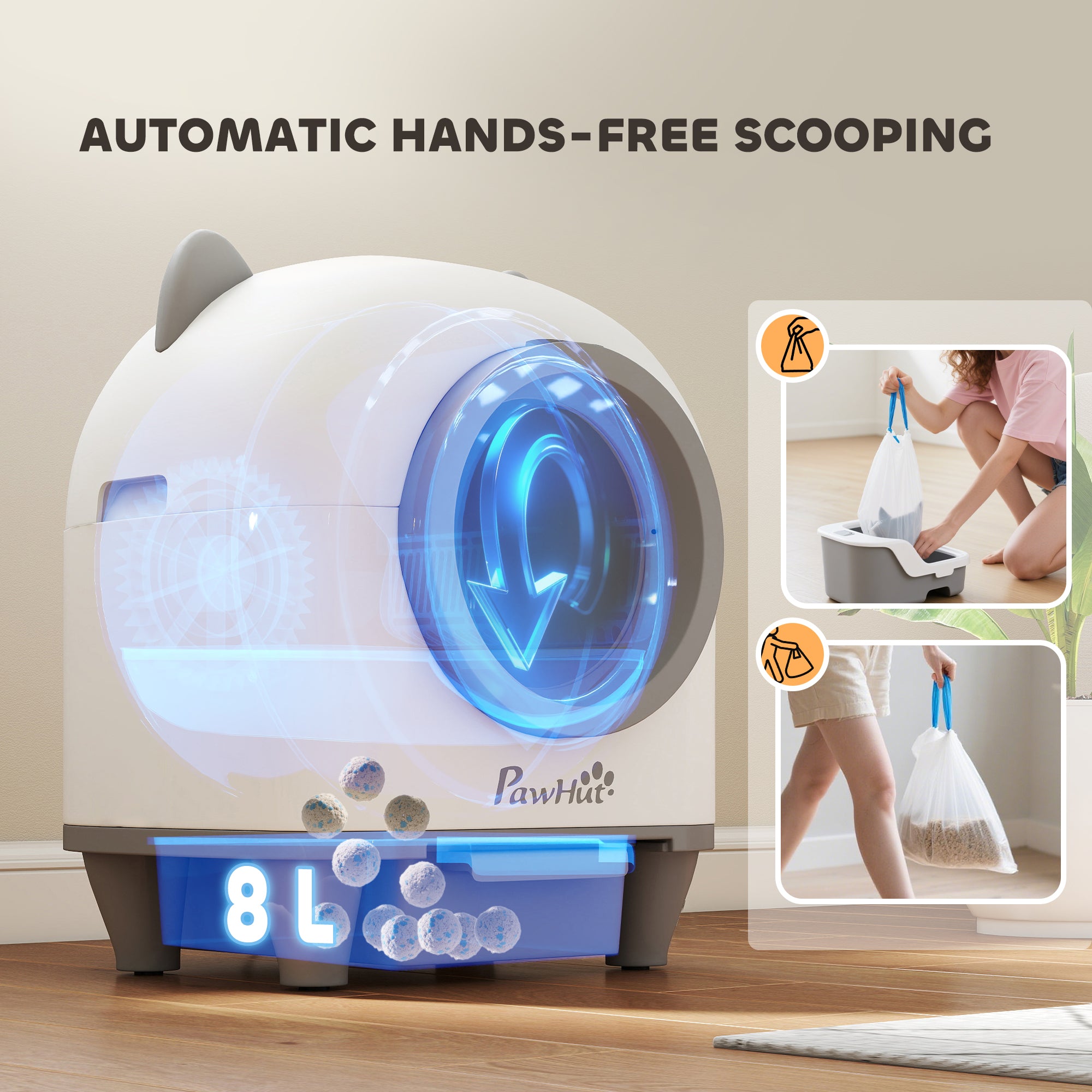 pawhut-liti-re-autonettoyante-automatique-pour-chat-80l-blanche-avec-app image 8
