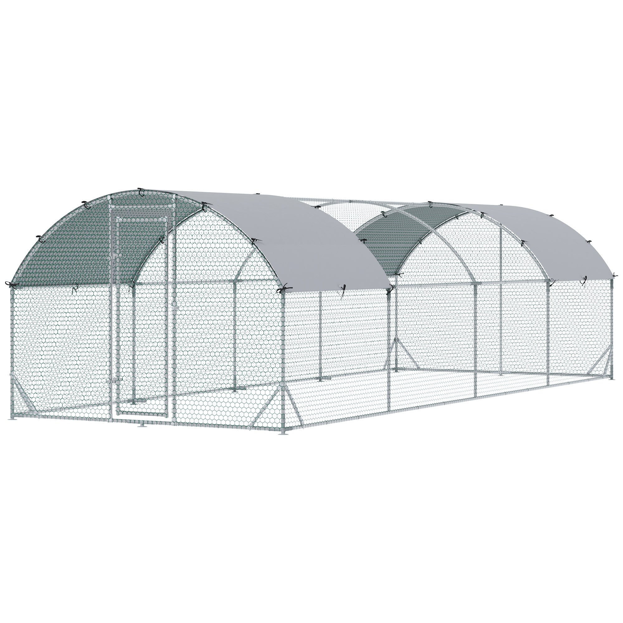 pawhut-parc-poules-7-6-x-2-8-x-2-m-avec-protection-uv-et-porte-verrouillable image 2