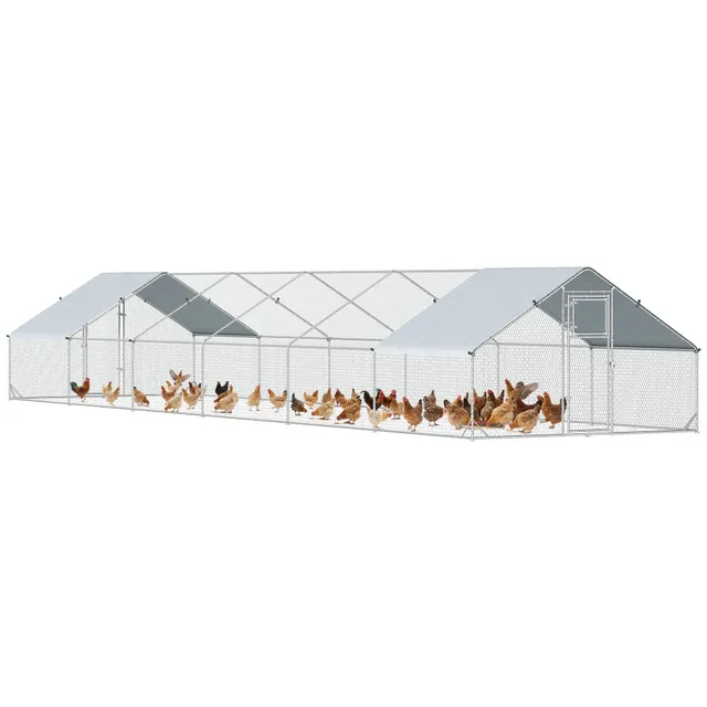 pawhut-poulailler-ext-rieur-xl-avec-toit-anti-uv-pour-36-50-poules-12-x-3-x-2-m- image 1