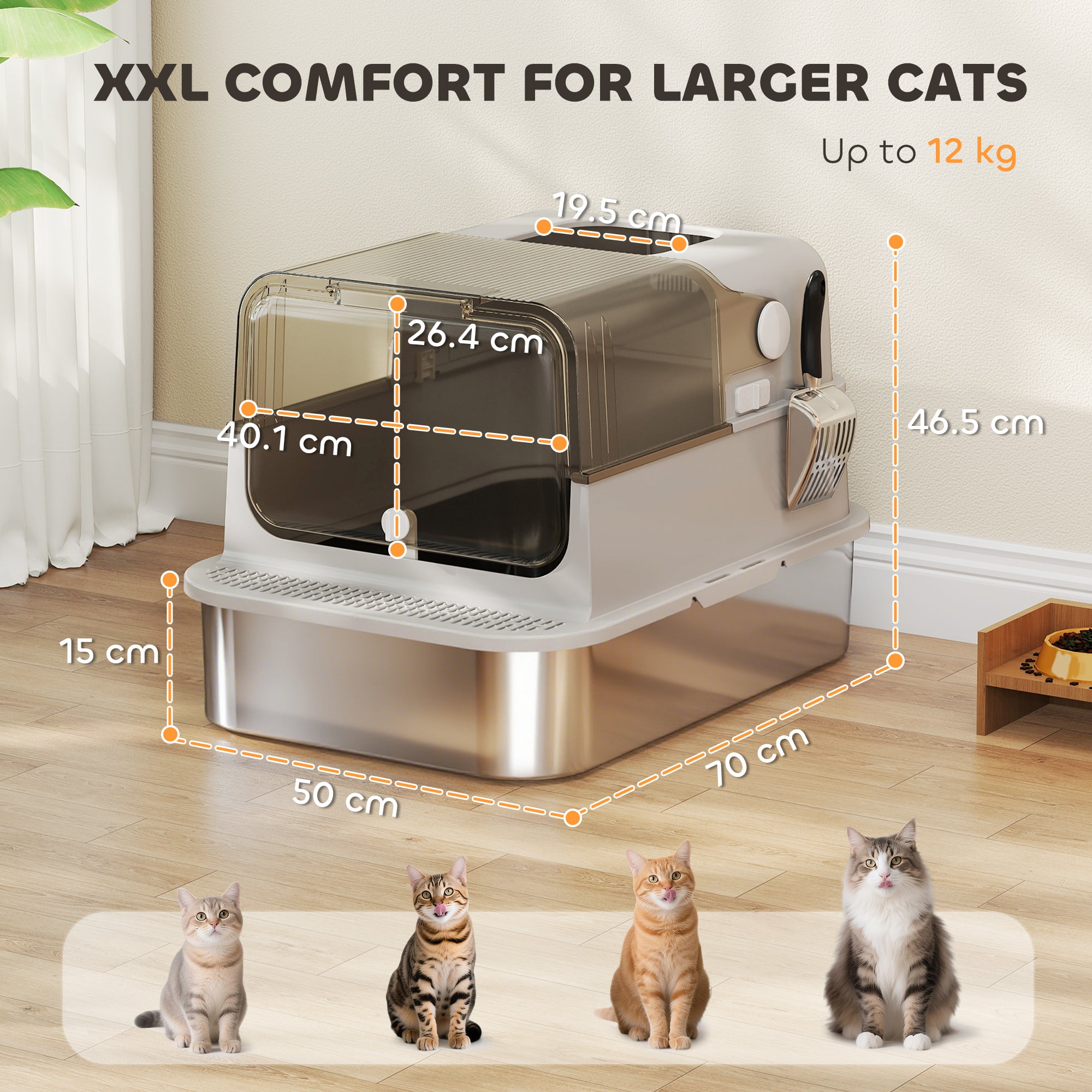 pawhut-bac-liti-re-chat-xxl-inox-ferm-anti-odeurs-70-cm image 5