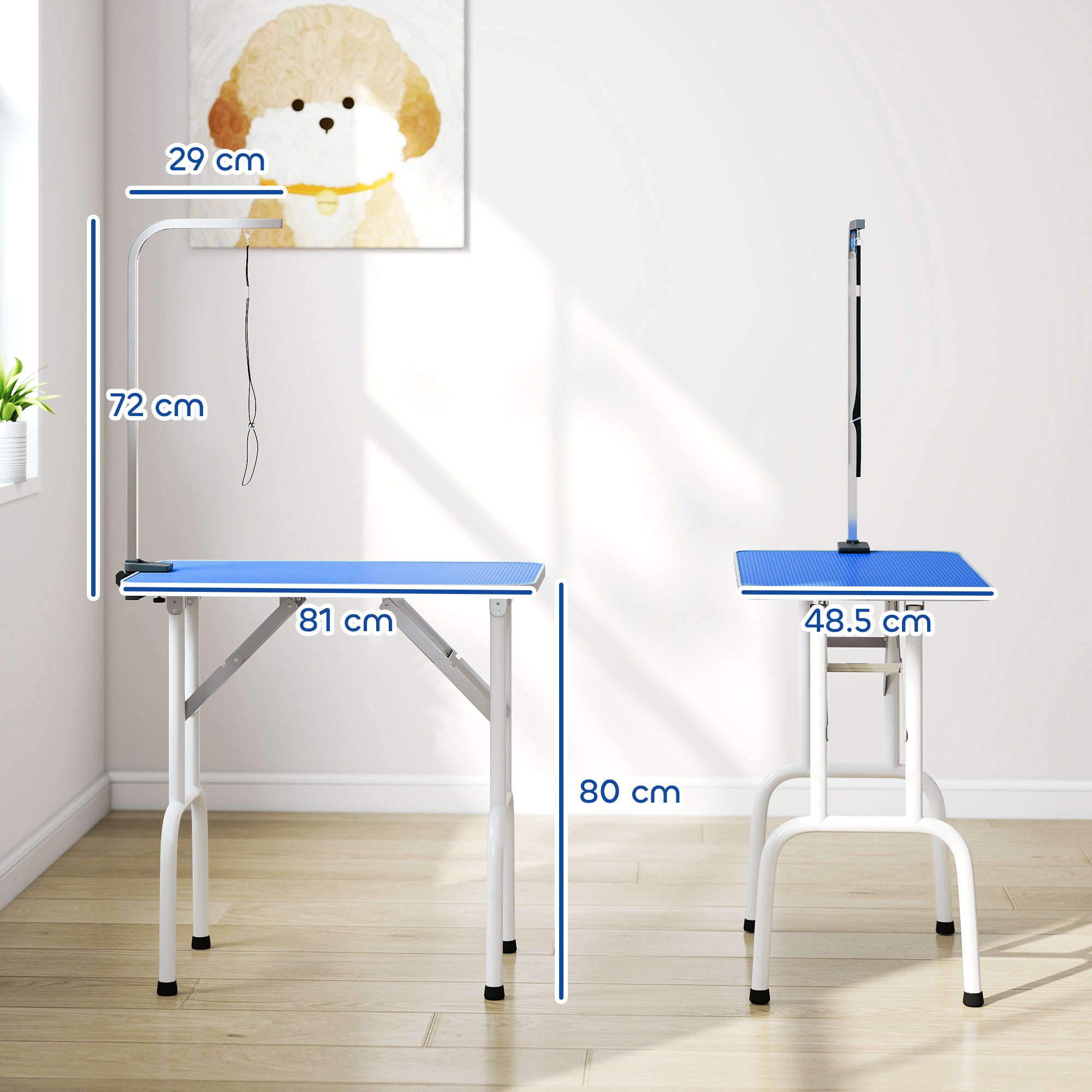 pawhut-table-de-toilettage-pliable-32-avec-bras-r-glable-et-dessus-antid-rapant- image 5