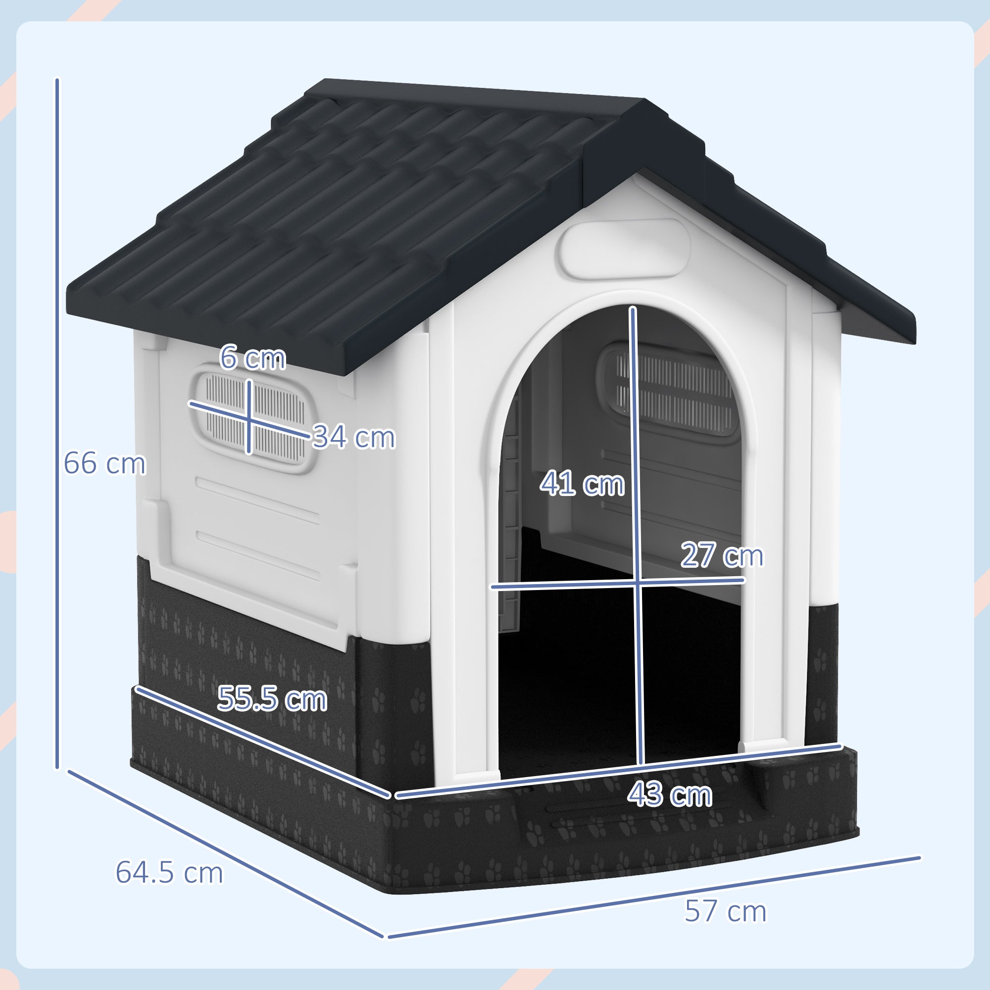 pawhut-niche-chien-plastique-tanche-grise-avec-fen-tres-pour-petits-chiens image 5