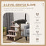 pawhut-escalier-pour-chat-4-marches-tapis-avec-griffoirs-et-balle-marron image 6