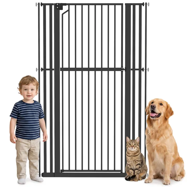 pawhut-barri-re-extra-haute-160-cm-pour-chats-et-chiens-largeur-76-104-cm-avec-f image 1