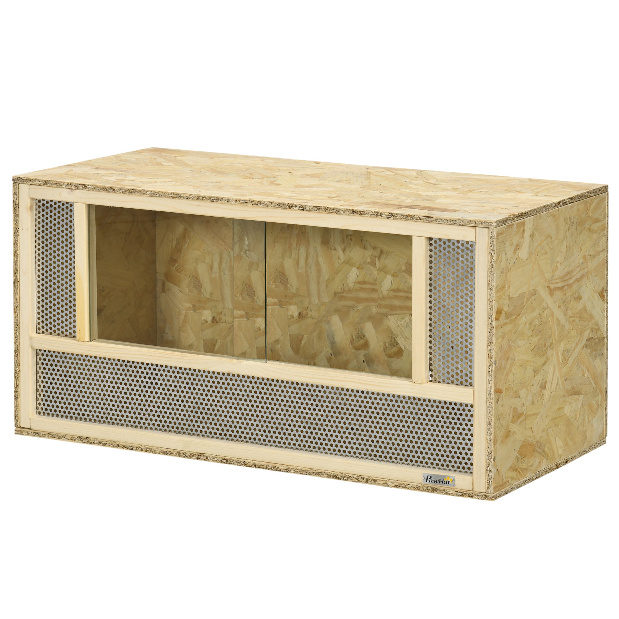 pawhut-terrarium-reptile-bois-31-5-portes-coulissantes-verre-naturel image 2