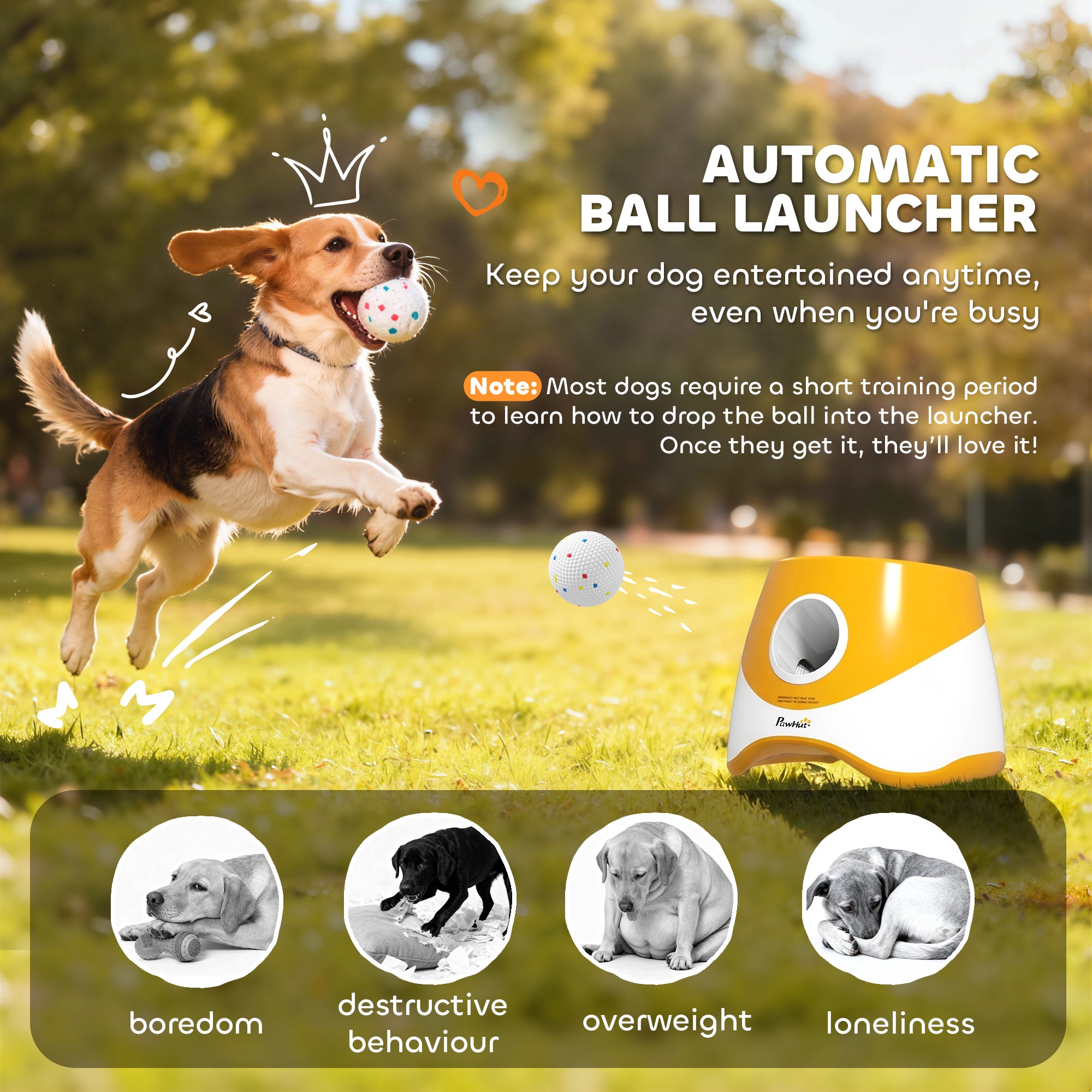 pawhut-lanceur-de-balles-automatique-pour-chien-6-10-14-m-5-balles-etpu-orange image 6