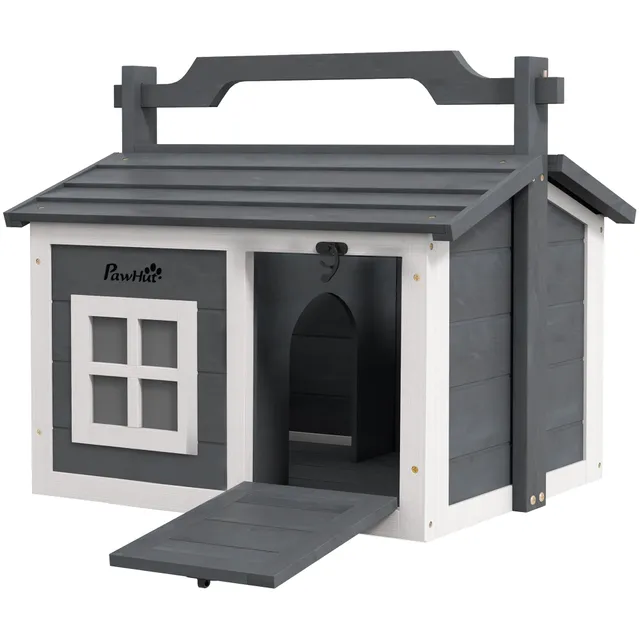 pawhut-clapier-portable-2-pi-ces-lapin-cochon-d-inde-int-rieur-ext-rieur-gris image 1