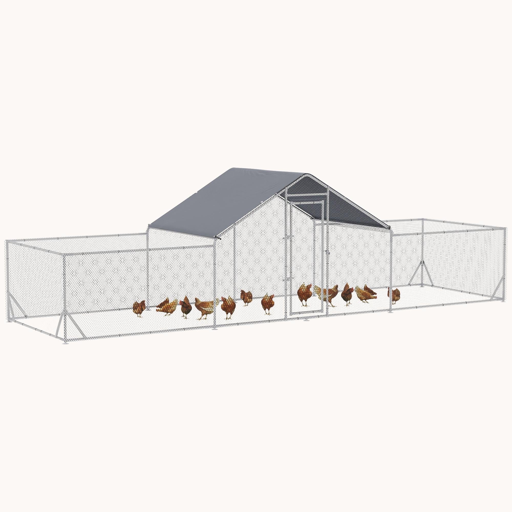 pawhut-enclos-poulailler-m-tallique-walk-in-23-x-6-6-argent image 1
