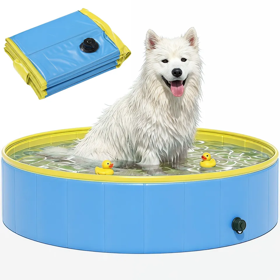 pawhut-piscine-pliable-pour-chien-120-x-30-cm-pvc-pais-antid-rapante-bleu-et-jau image 1