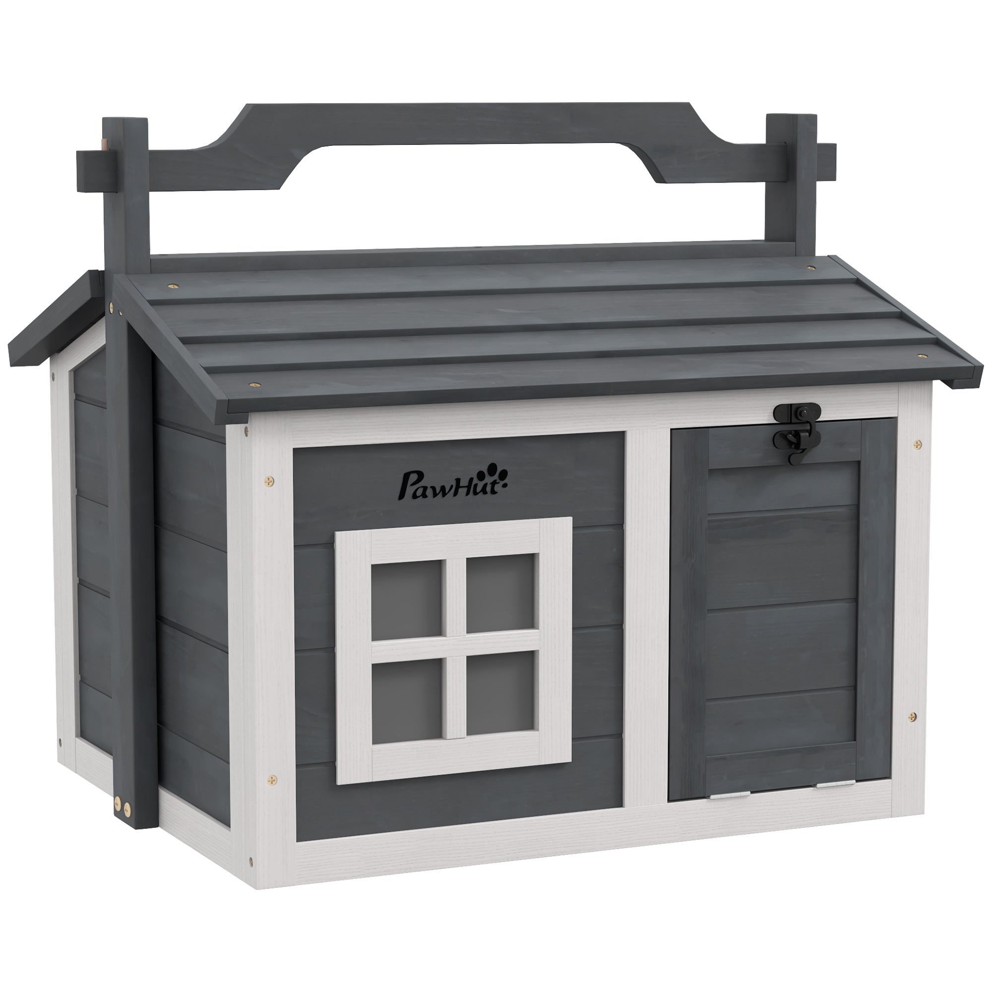 pawhut-clapier-portable-2-pi-ces-lapin-cochon-d-inde-int-rieur-ext-rieur-gris image 2