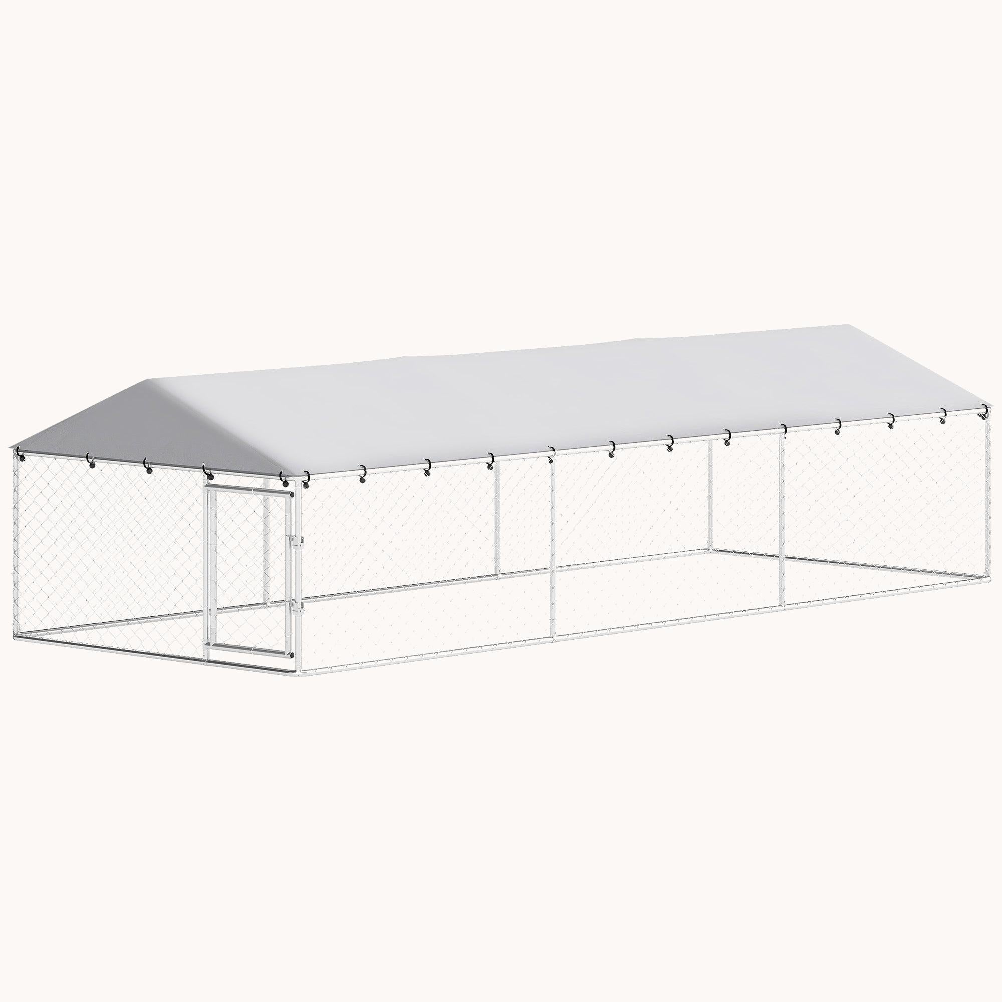 pawhut-enclos-pour-chien-ext-rieur-avec-couverture-imperm-able-et-double-verrou- image 2