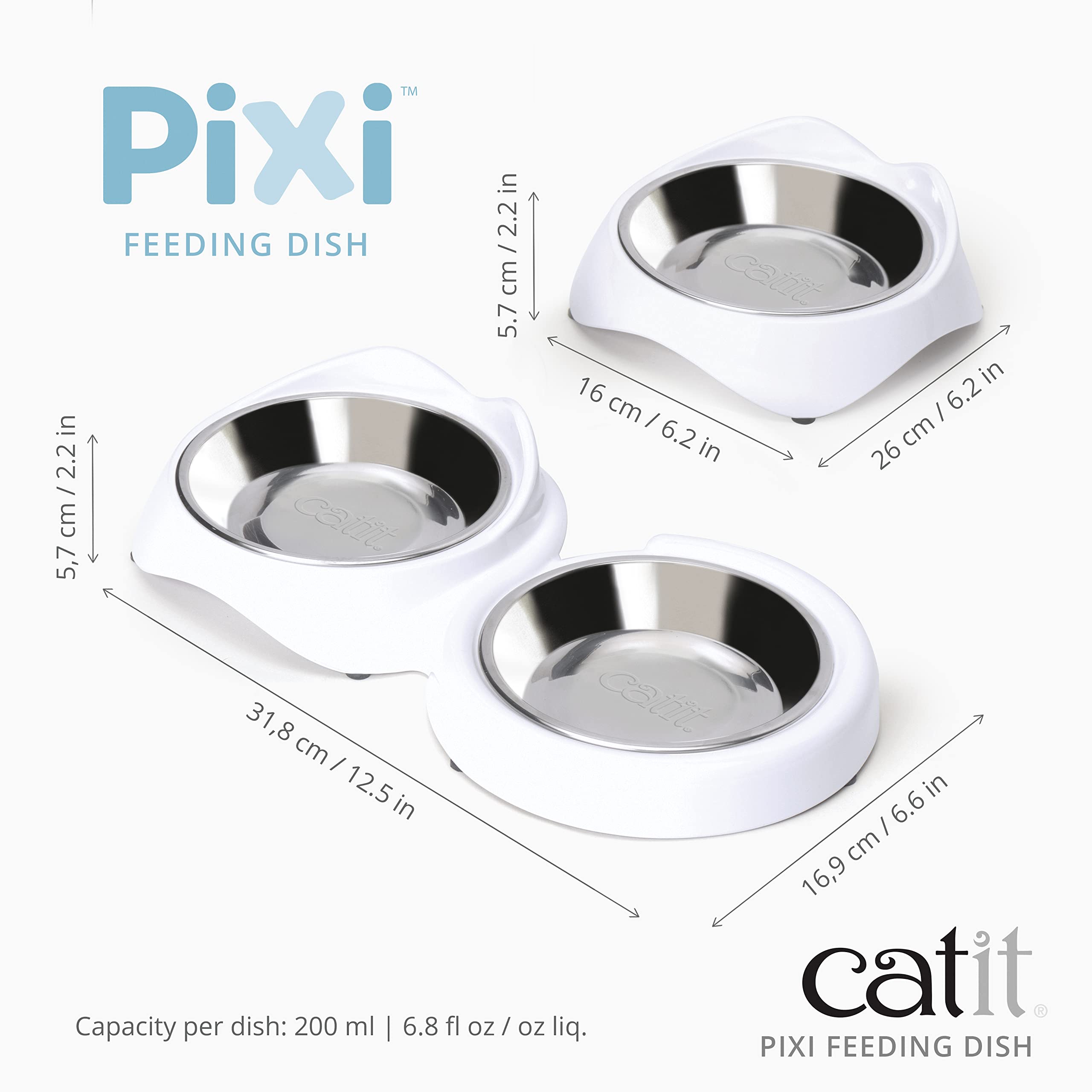 catit-pixi-gamelle-simple-blanche-pour-chat-avec-insert-inox-200-ml image 6