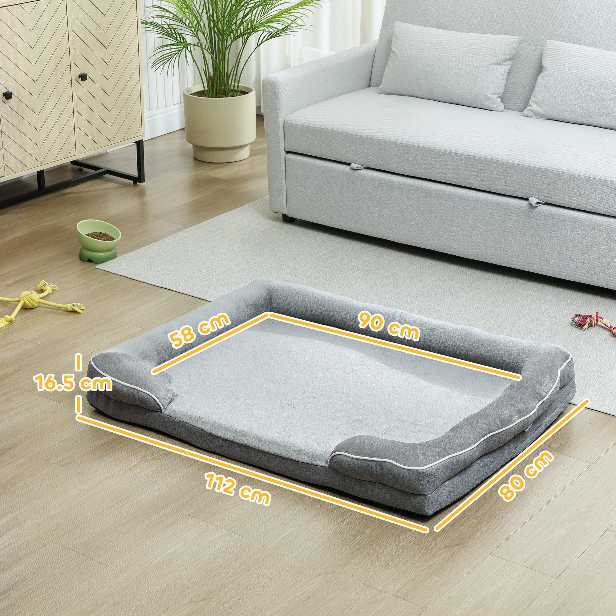 pawhut-canap-lit-orthop-dique-pour-chien-en-gel-m-moire-avec-housse-lavable-gris image 5