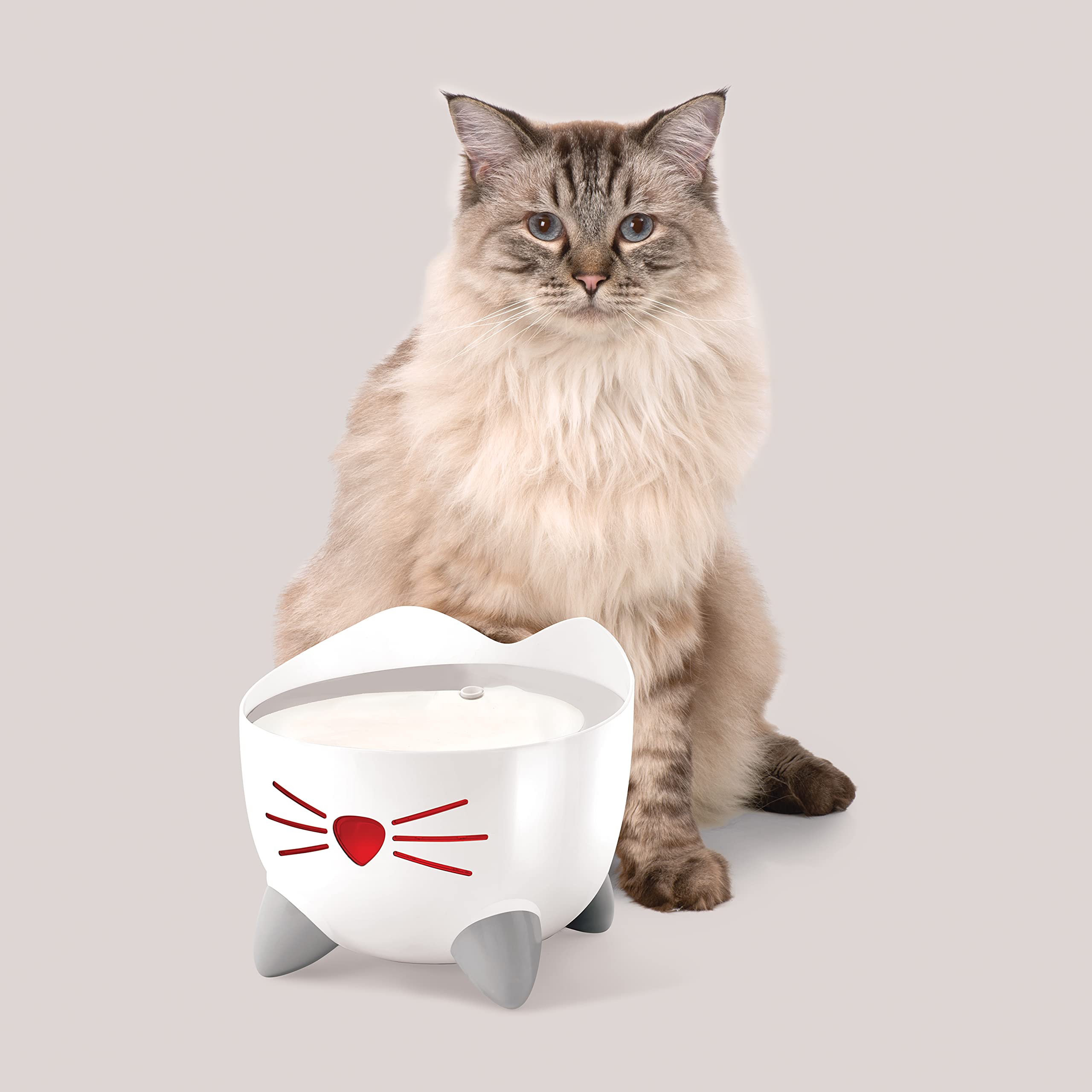 catit-pixi-fontaine-eau-en-acier-inoxydable-pour-chat-2-5-l-blanc image 5