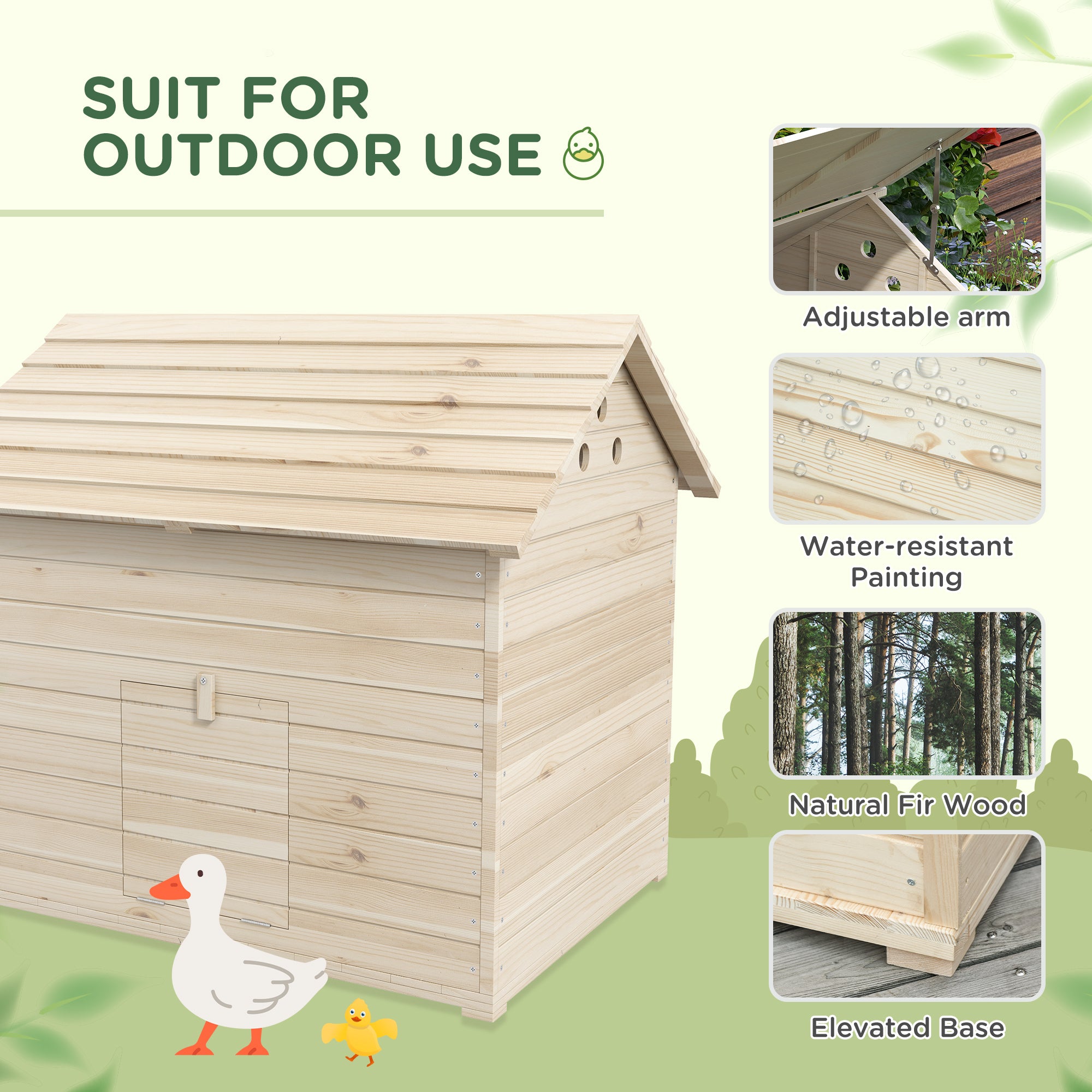 pawhut-abri-canard-sur-lev-en-bois-avec-rampe-et-toit-ouvrant image 7