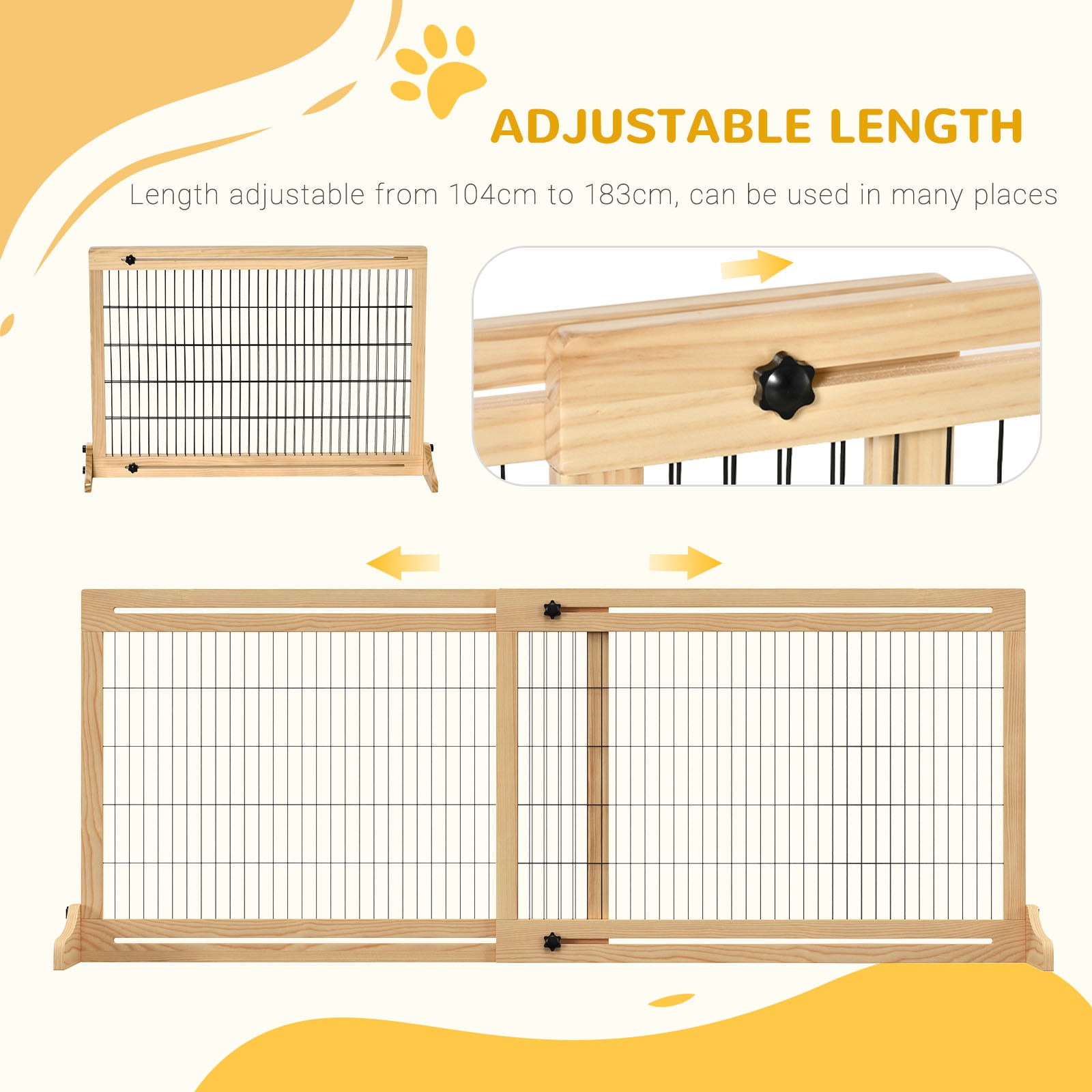 pawhut-barri-re-pour-animaux-autoportante-extra-large-longueur-r-glable-naturel image 7