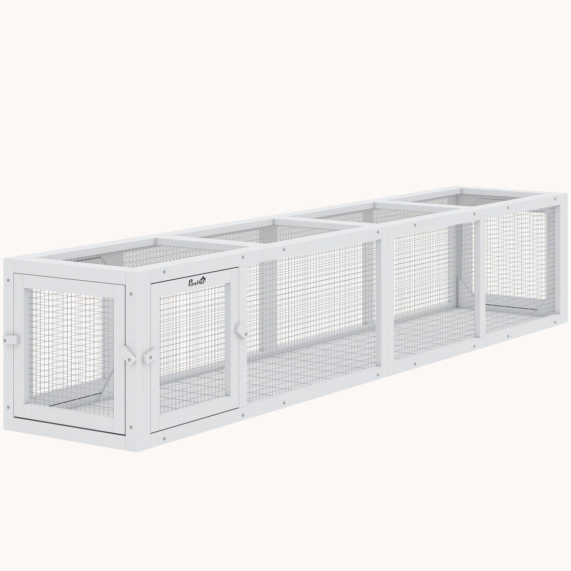 pawhut-tunnel-ext-rieur-pour-chat-79-en-bois-avec-b-che-blanc image 1