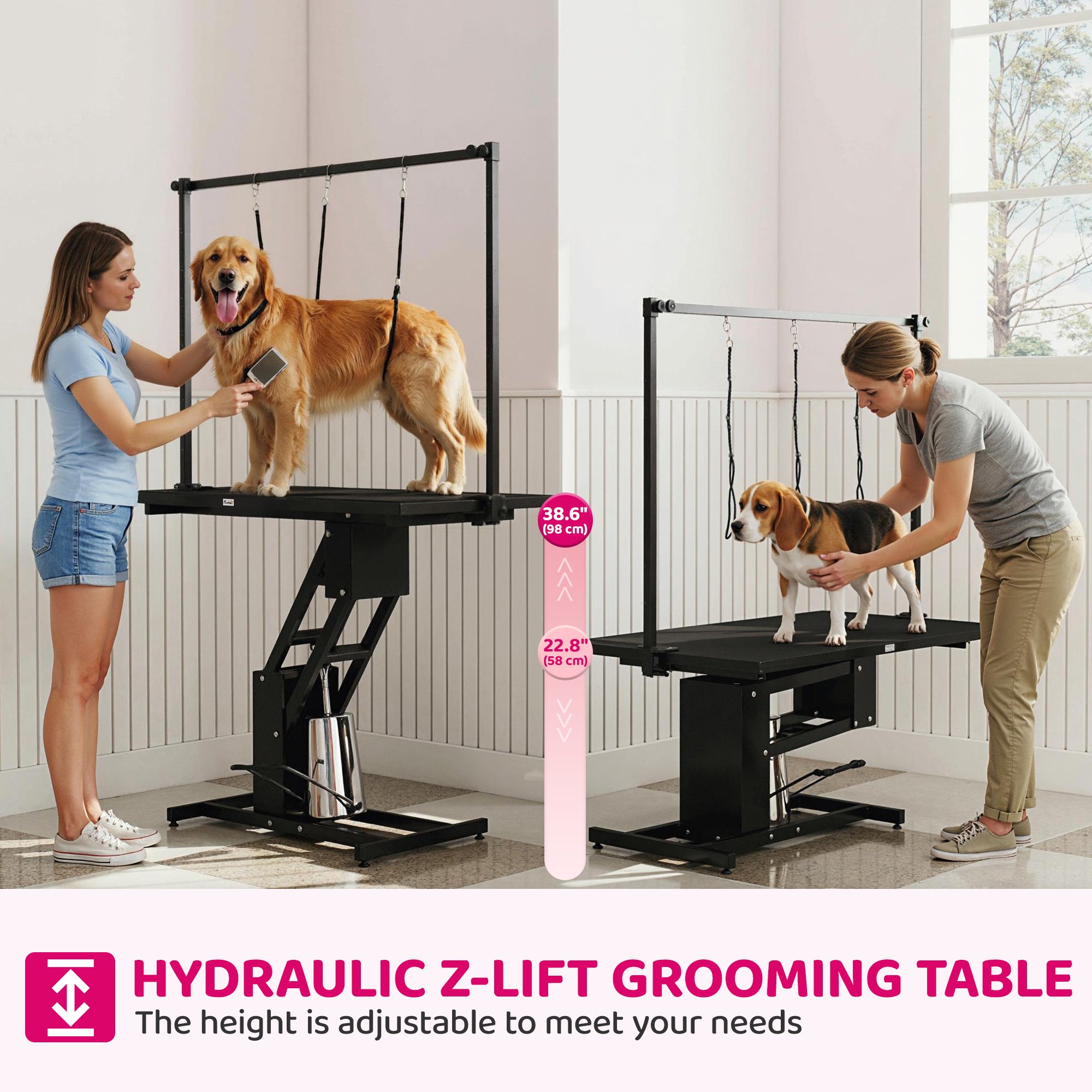pawhut-table-de-toilettage-hydraulique-z-lift-43-noire-avec-potence image 6