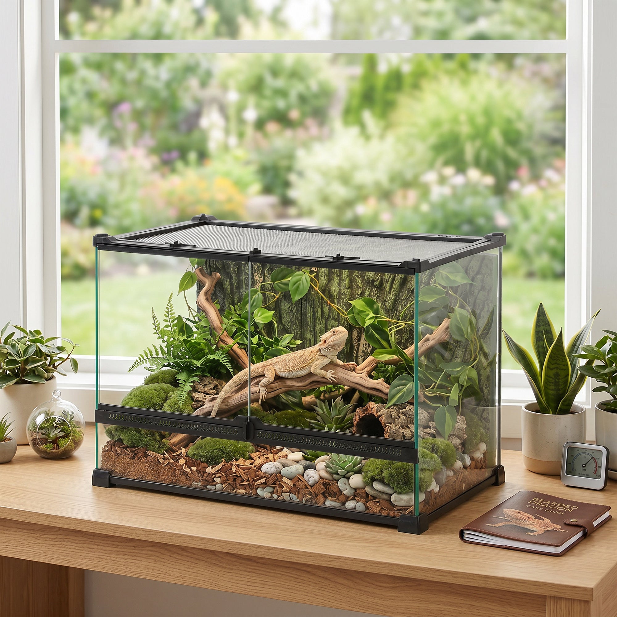 pawhut-terrarium-reptile-en-verre-50-x-30-x-35-cm-avec-fond-corce-noir image 3