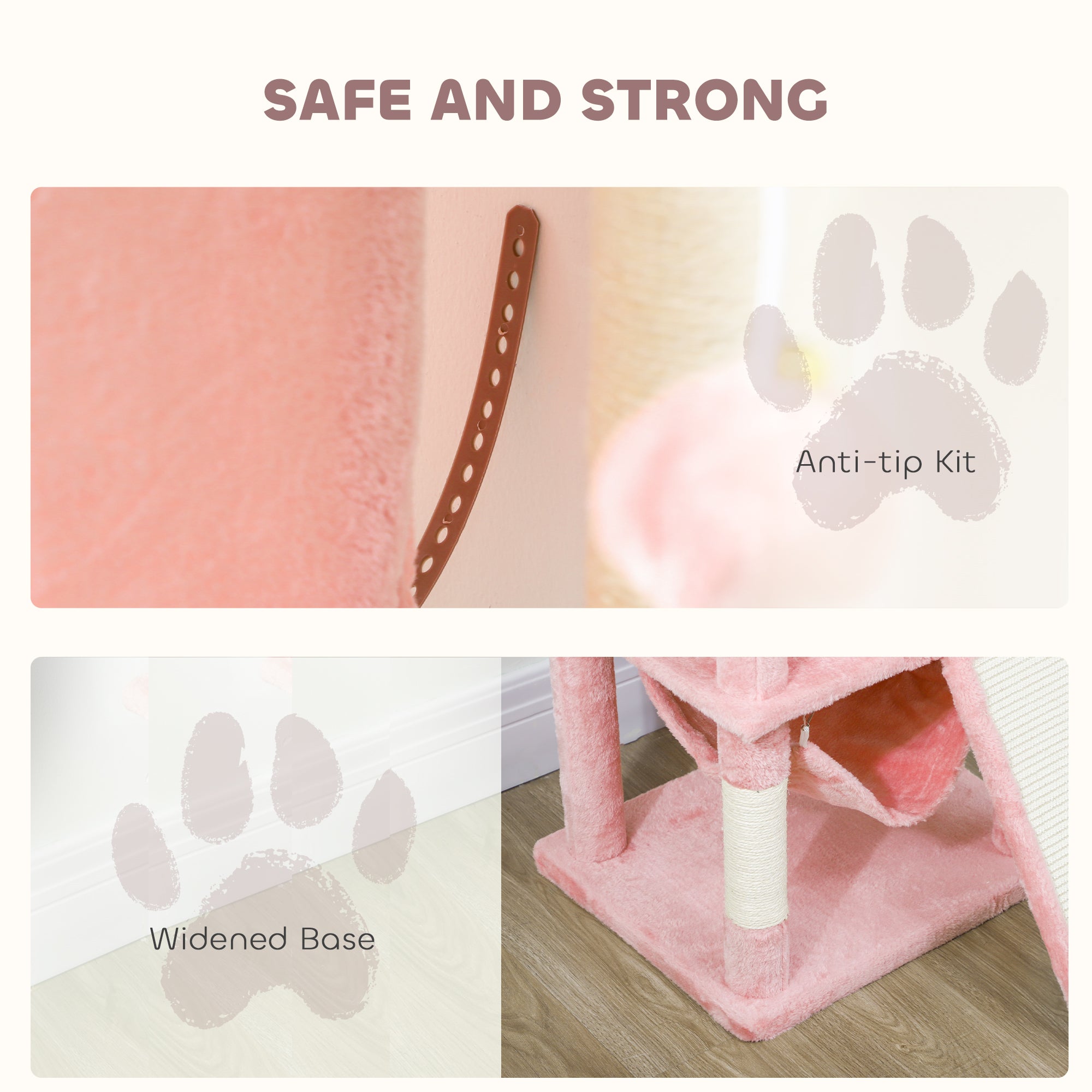 arbre-chat-pawhut-177-cm-avec-2-niches-2-perchoirs-et-hamac-rose image 8