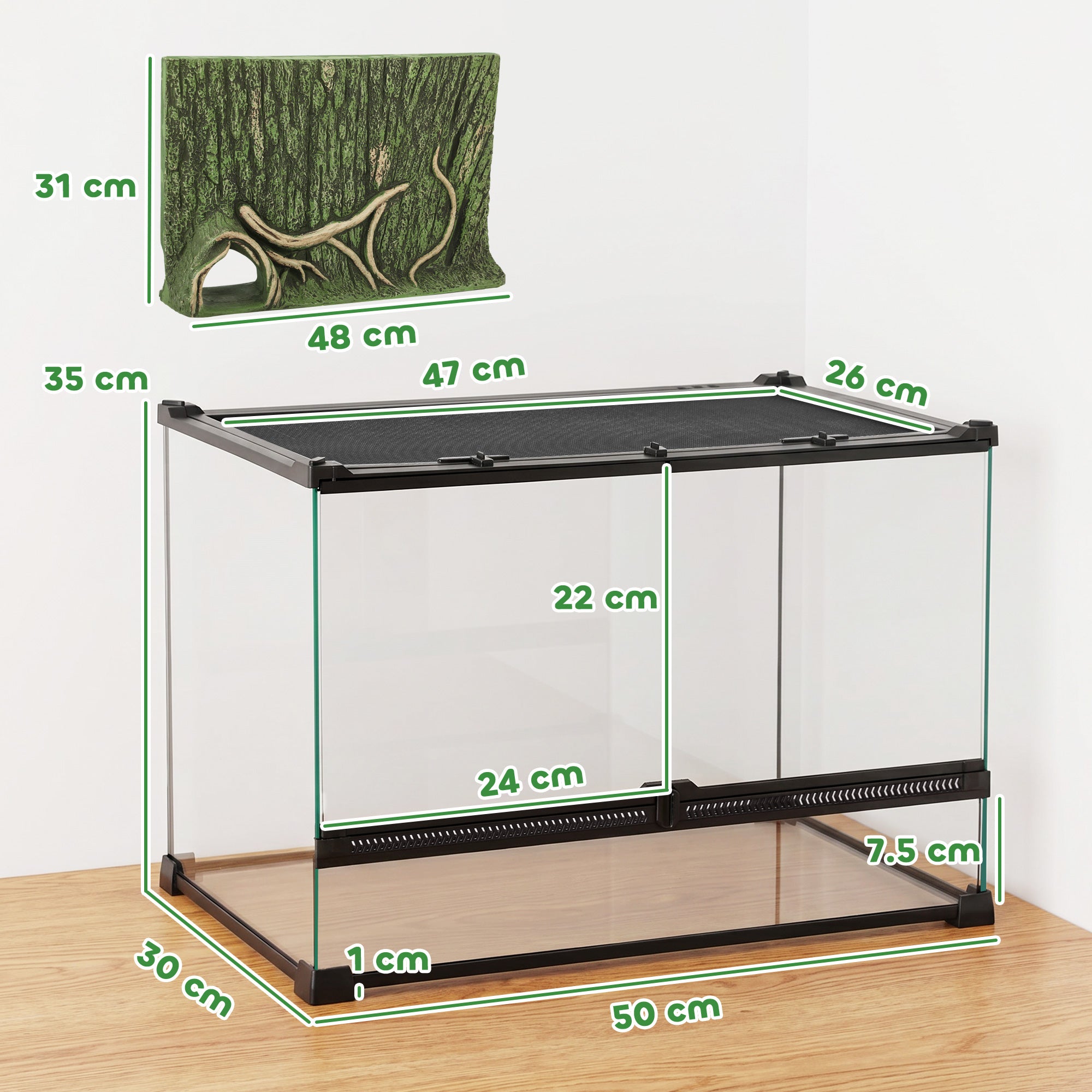pawhut-terrarium-reptile-en-verre-50-x-30-x-35-cm-avec-fond-corce-noir image 5