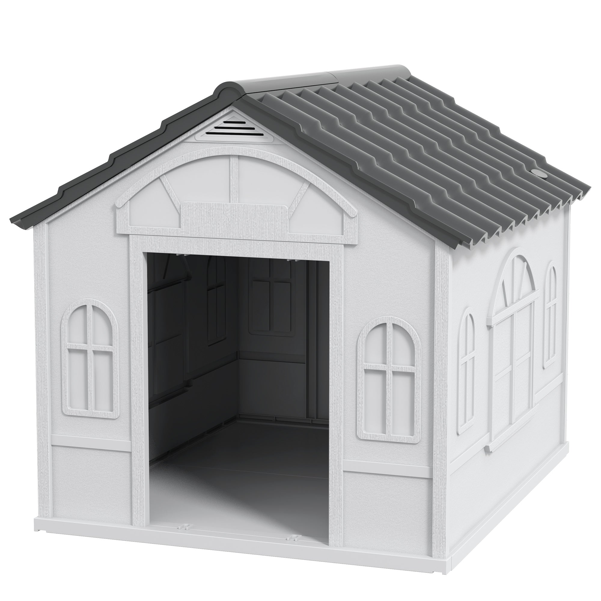 pawhut-niche-chien-ext-rieur-plastique-avec-ventilation-gris image 2