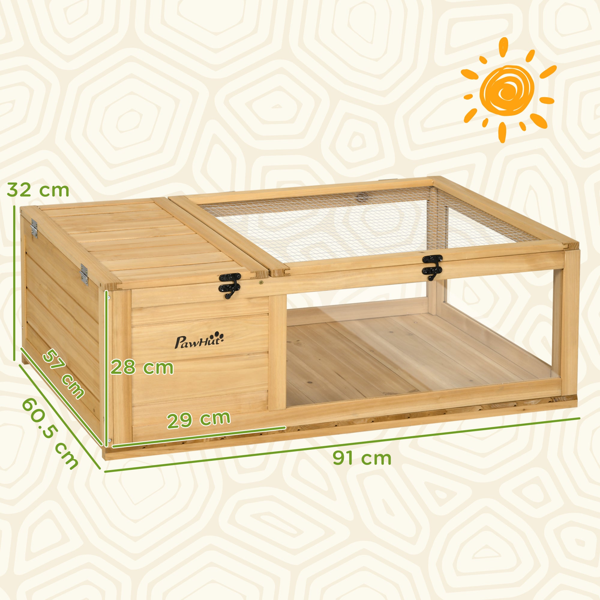 pawhut-maison-tortue-en-bois-2-pi-ces-jaune-clair-habitat-reptile-d-int-rieur image 5