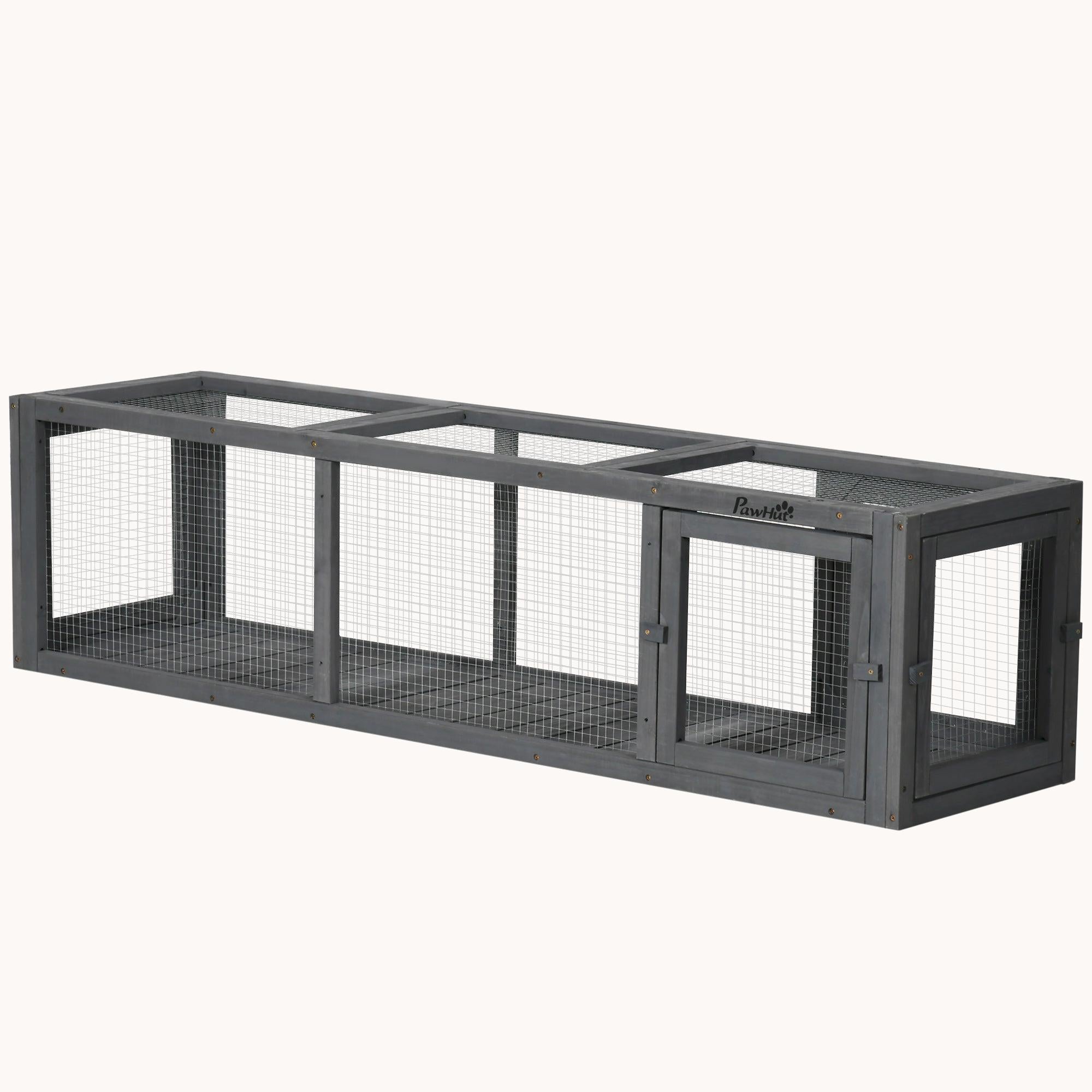 pawhut-tunnel-ext-rieur-pour-chat-59-extensible-avec-cadre-bois-gris image 3