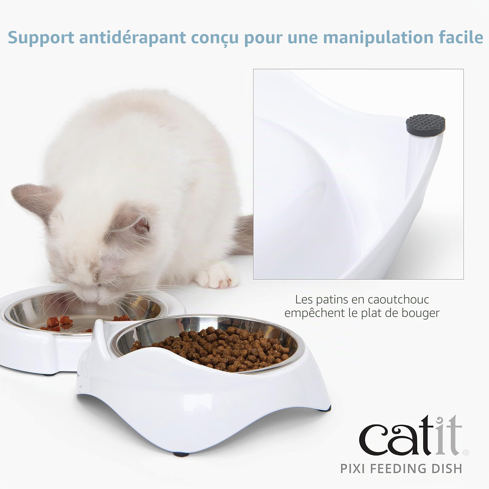 catit-pixi-gamelle-simple-blanche-pour-chat-avec-insert-inox-200-ml image 5