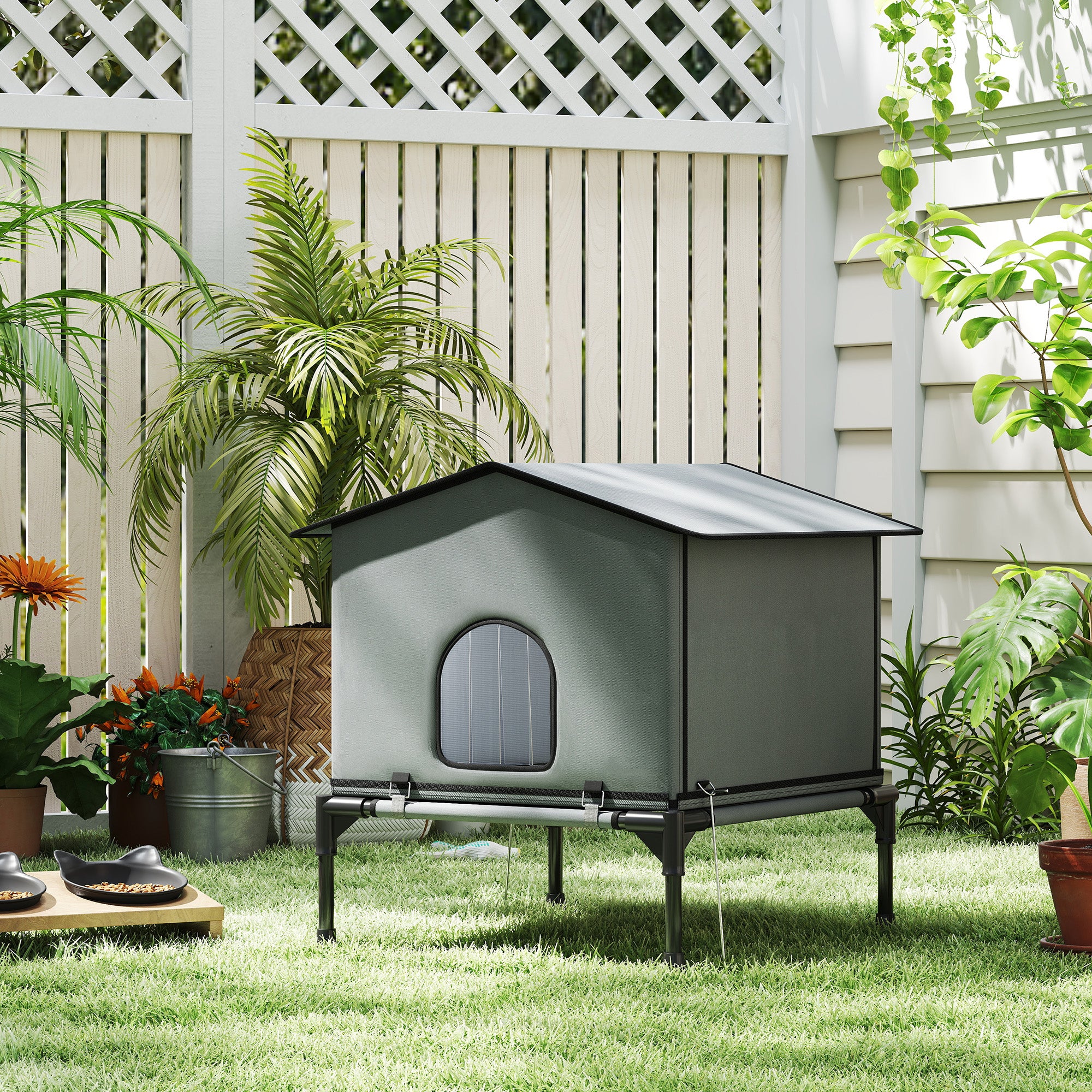 pawhut-maison-d-ext-rieur-sur-lev-e-pour-chat-avec-lit-amovible-gris image 4