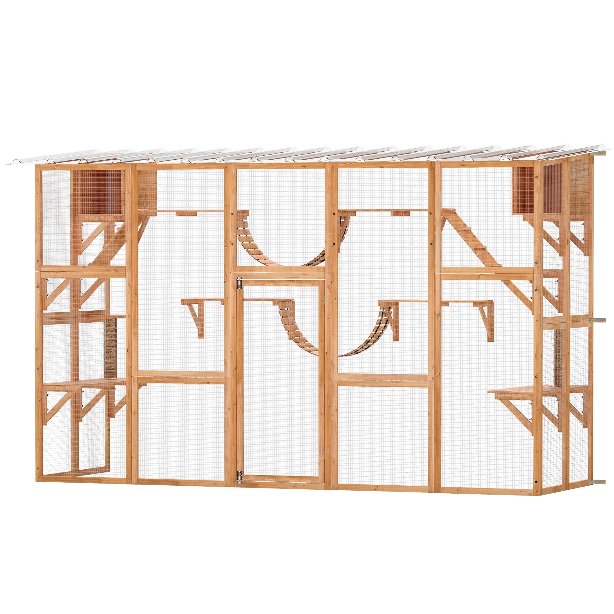 pawhut-enclos-ext-rieur-pour-chat-118-avec-toit-tanche-et-cadre-bois-orange image 2