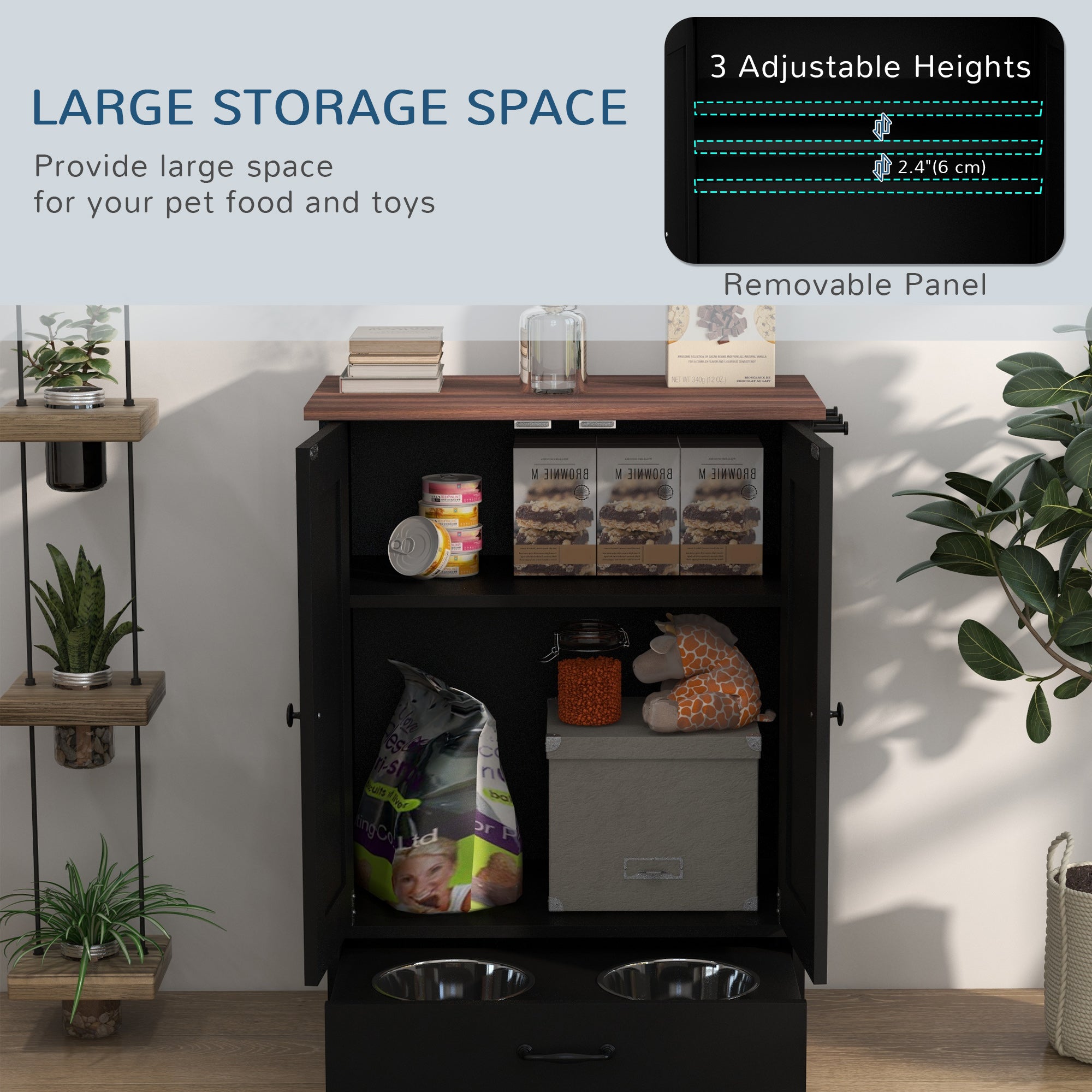 pawhut-station-d-alimentation-chien-avec-bols-cach-s-et-placard-de-rangement-noi image 7