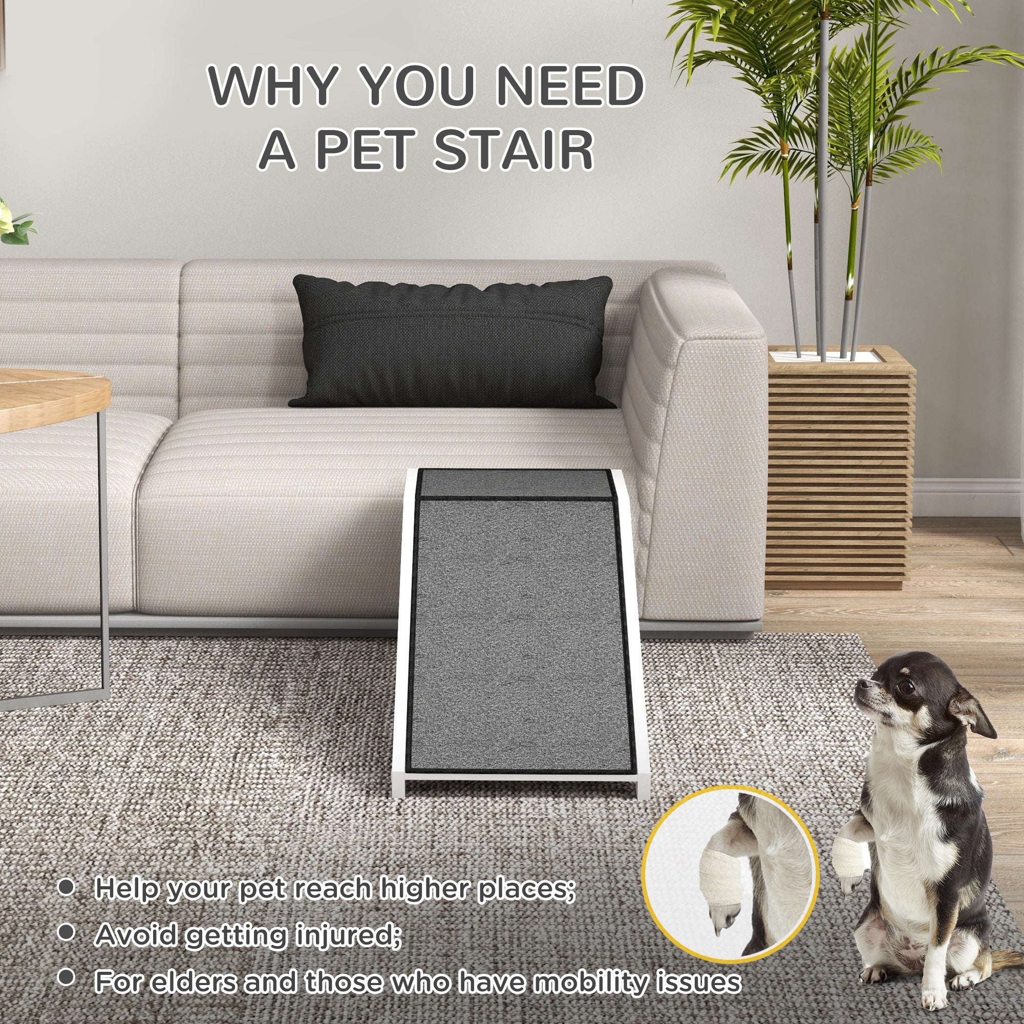 pawhut-rampe-chien-pour-lit-124-cm-avec-tapis-antid-rapant-et-plateforme-blanche image 8
